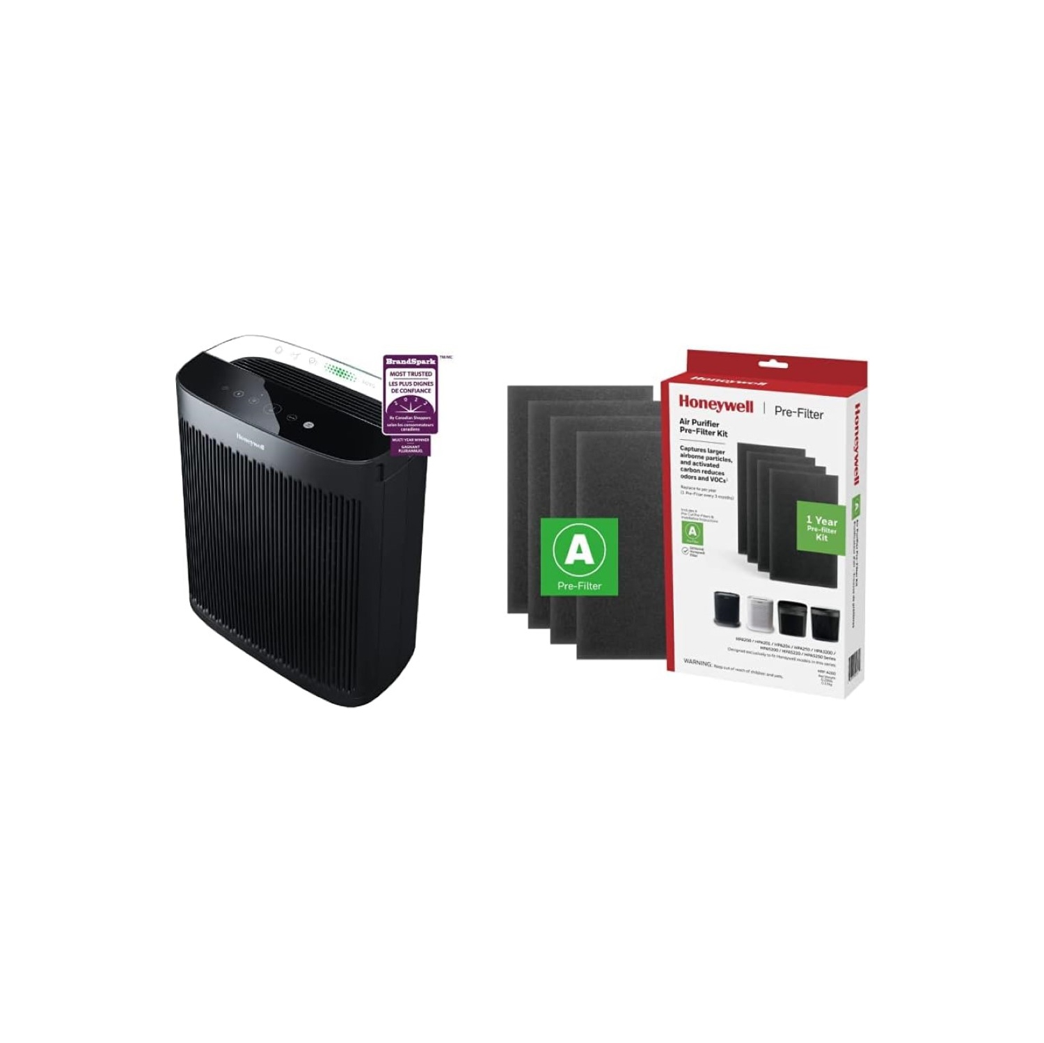 Honeywell Insight™ HPA5250BC True HEPA Air Purifier + Honeywell HRF-A200 Air Purifier Pre Kit Filter (4-Pack)