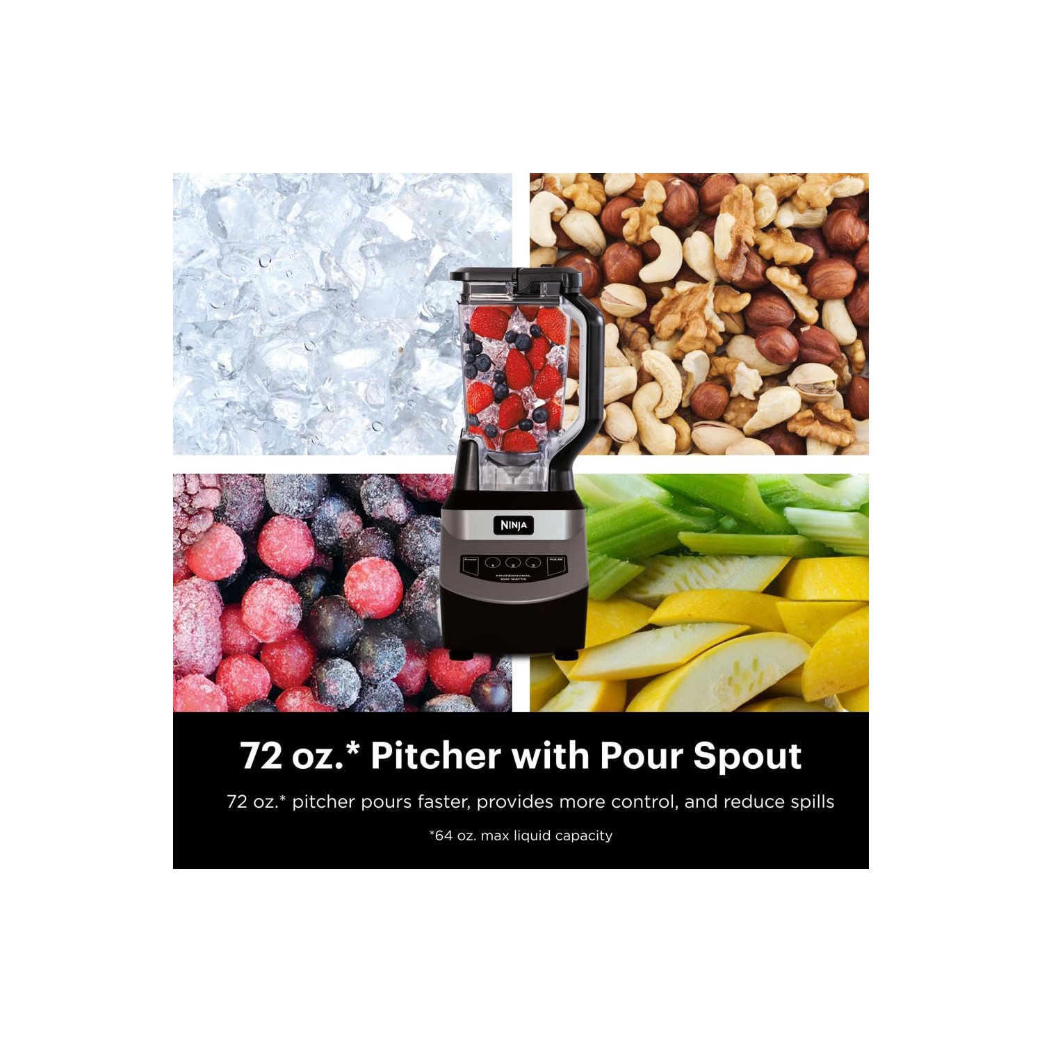 Ninja NJ601AMZ Professional Blender with 1000-Watt Motor & 72 oz Dishwasher-Safe Total Crushing Pitcher