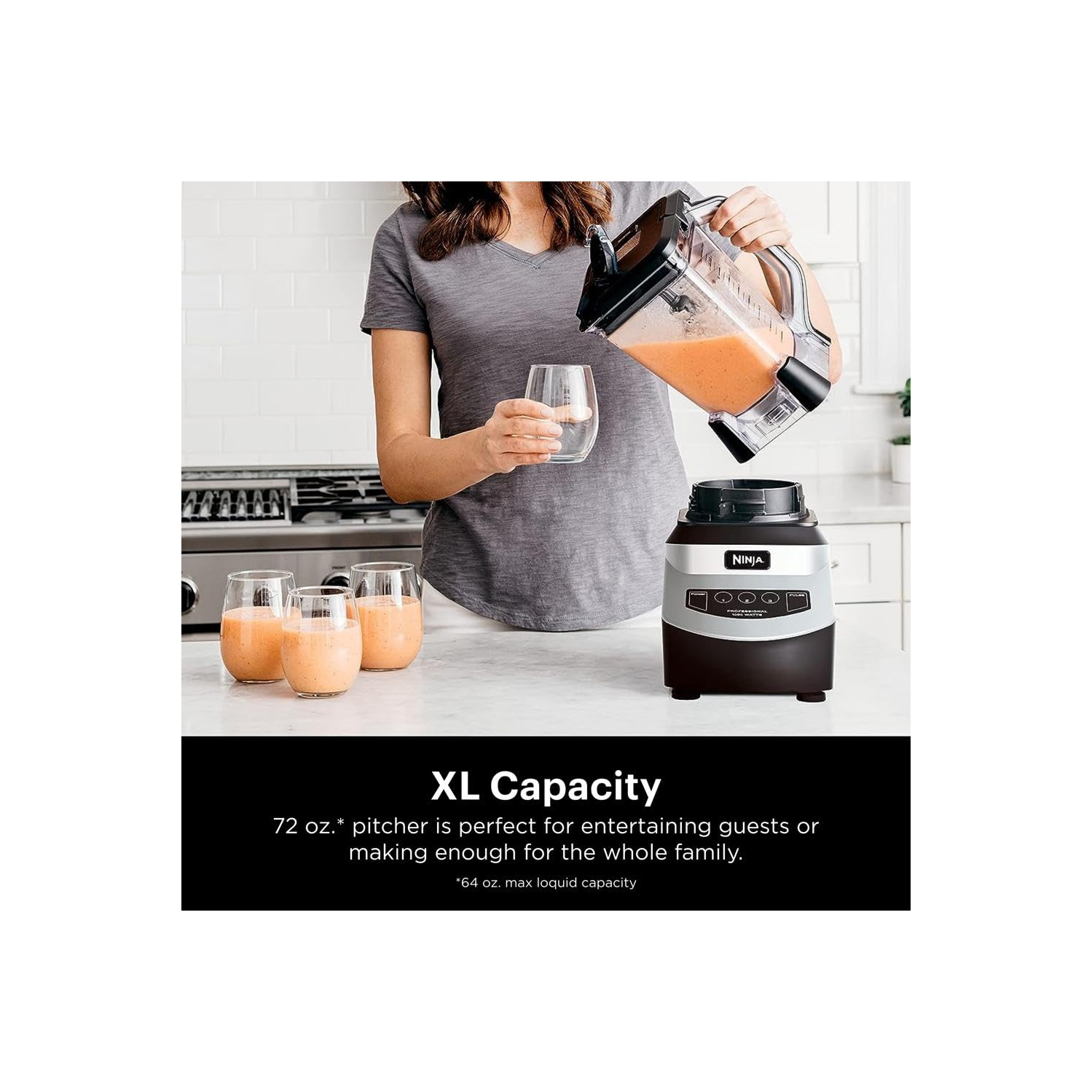 Ninja NJ601AMZ Professional Blender with 1000-Watt Motor & 72 oz Dishwasher-Safe Total Crushing Pitcher
