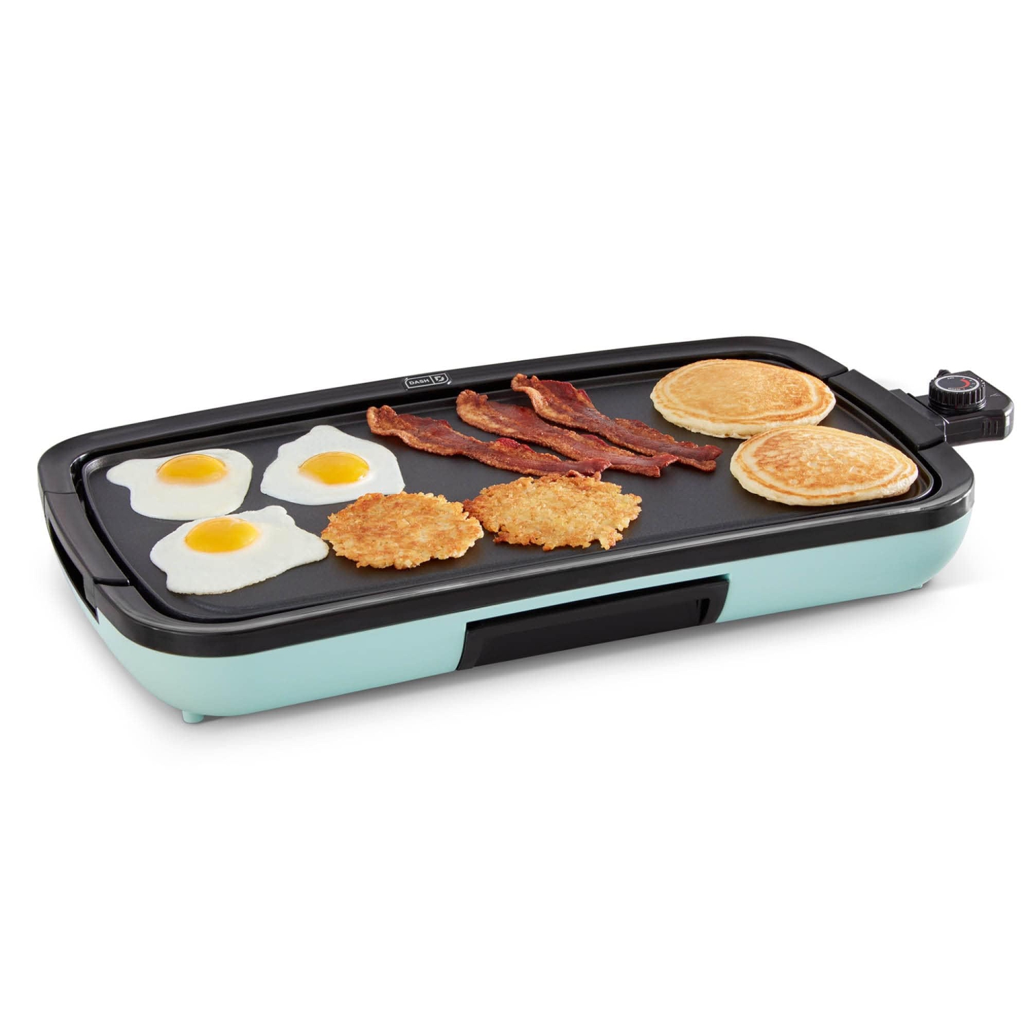 Plaque chauffante électrique DASH Deluxe Everyday, plaque de cuisson antiadhésive amovible allant au lave-vaisselle pour crêpes, burgers - Aqua