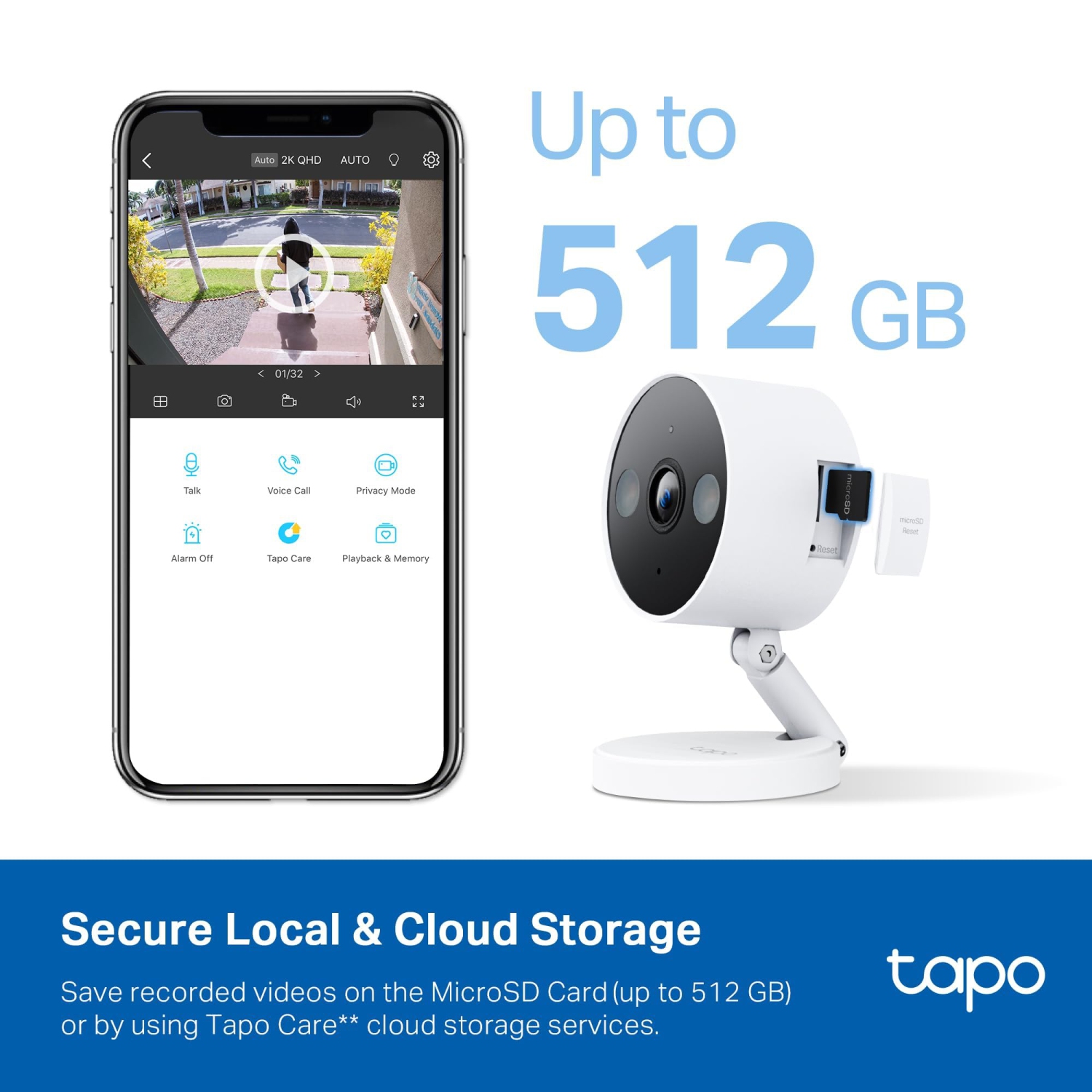 Caméra de surveillance QHD Tapo 2K de TP-Link, intérieur/extérieur