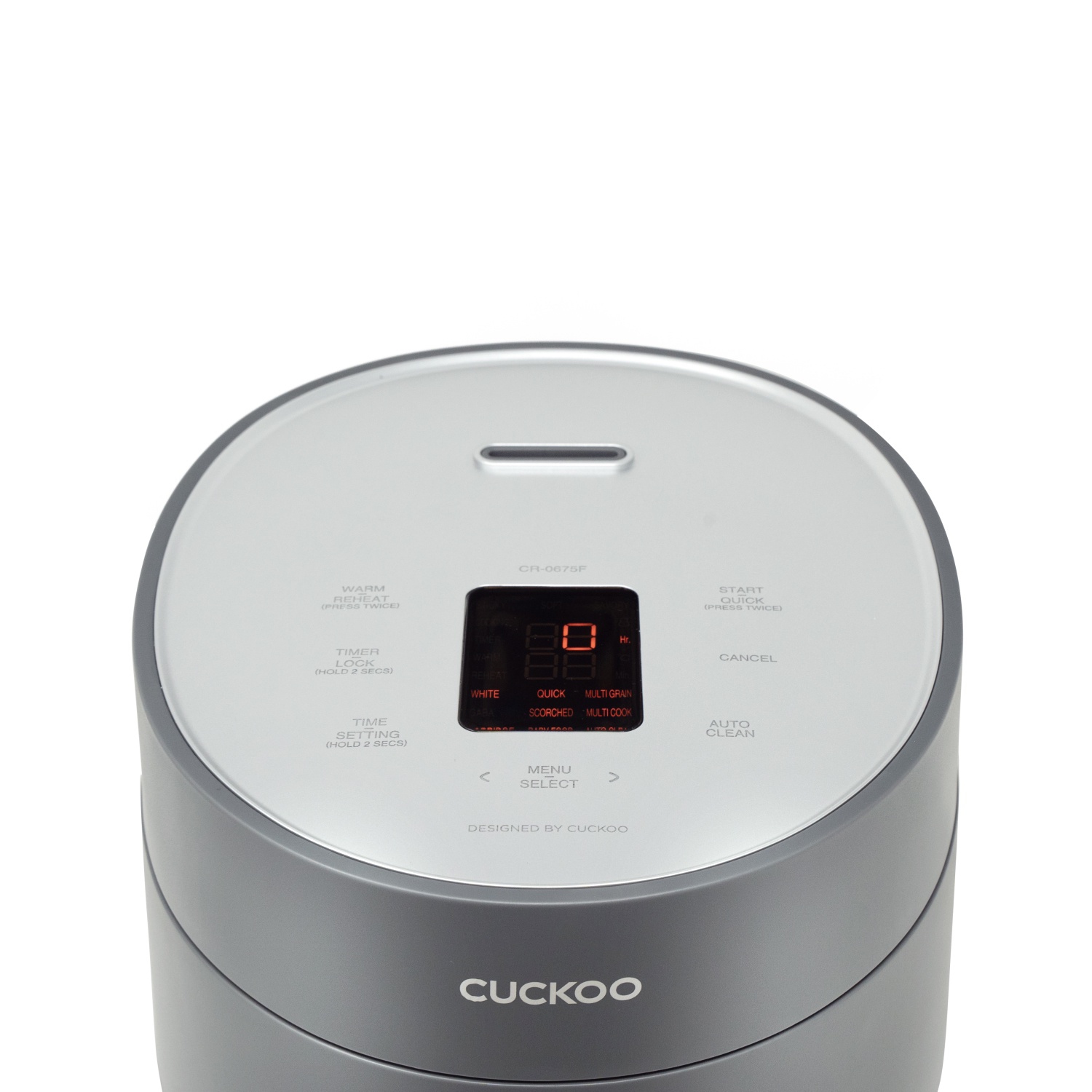 CUCKOO – Cuiseur à riz de 6&nbsp;tasses Micom CR-0675FG avec récipient intérieur antiadhésif, 13 modes de menu, écran ACL, technologie Fuzzy Logic,