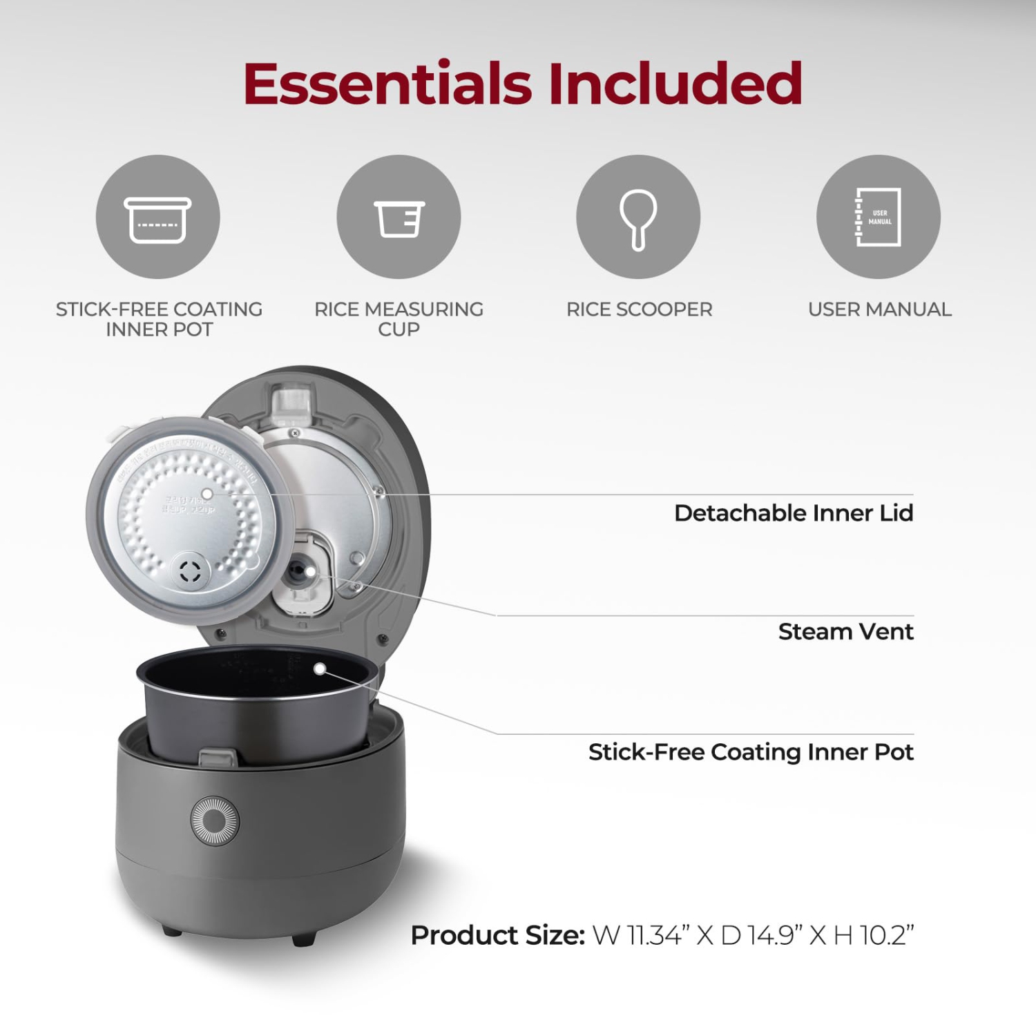 CUCKOO – Cuiseur à riz de 6&nbsp;tasses Micom CR-0675FG avec récipient intérieur antiadhésif, 13 modes de menu, écran ACL, technologie Fuzzy Logic,