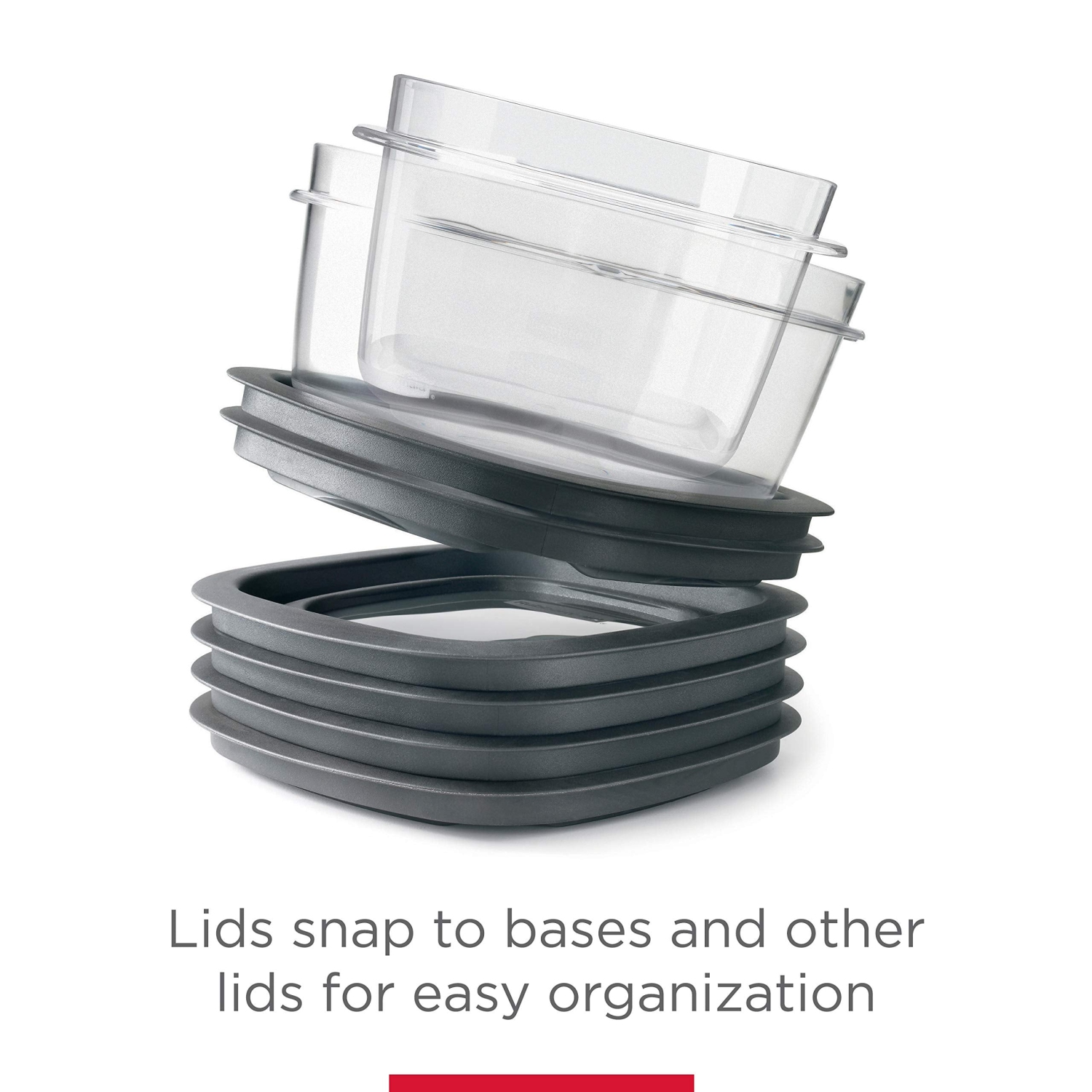 Rubbermaid 28-Piece Food Storage Containers with Snap Bases for Easy Organization and Lids for Lunch, Clear/Grey