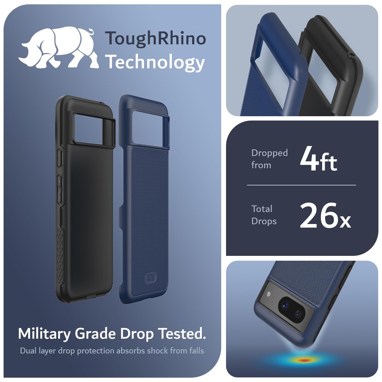 TUDIA MergeGrip Google Pixel 8 Case Military Grade - Indigo Blue