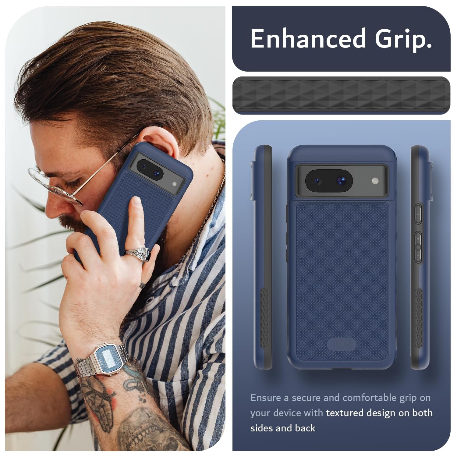 TUDIA MergeGrip Google Pixel 8 Case Military Grade - Indigo Blue
