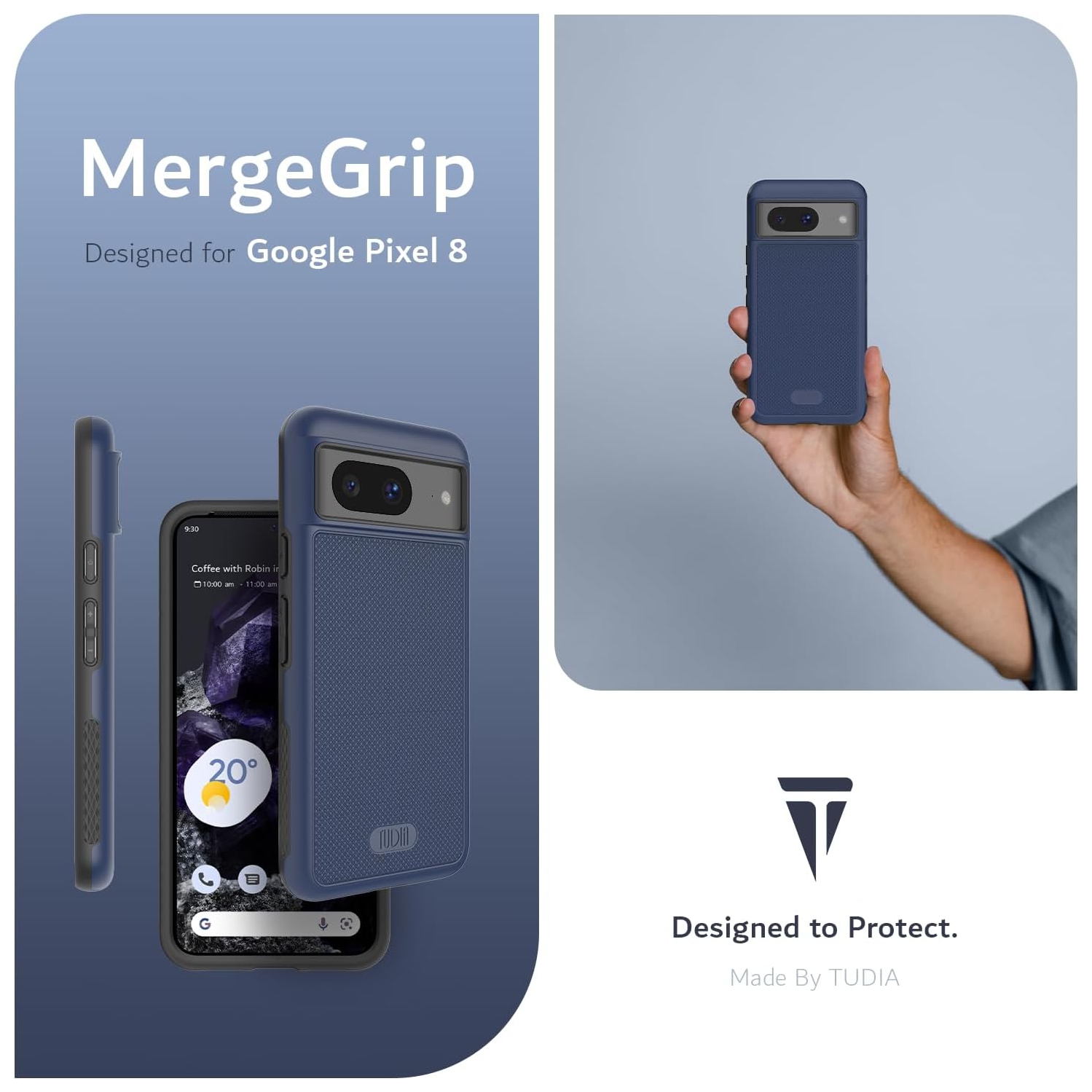 TUDIA MergeGrip Google Pixel 8 Case Military Grade - Indigo Blue