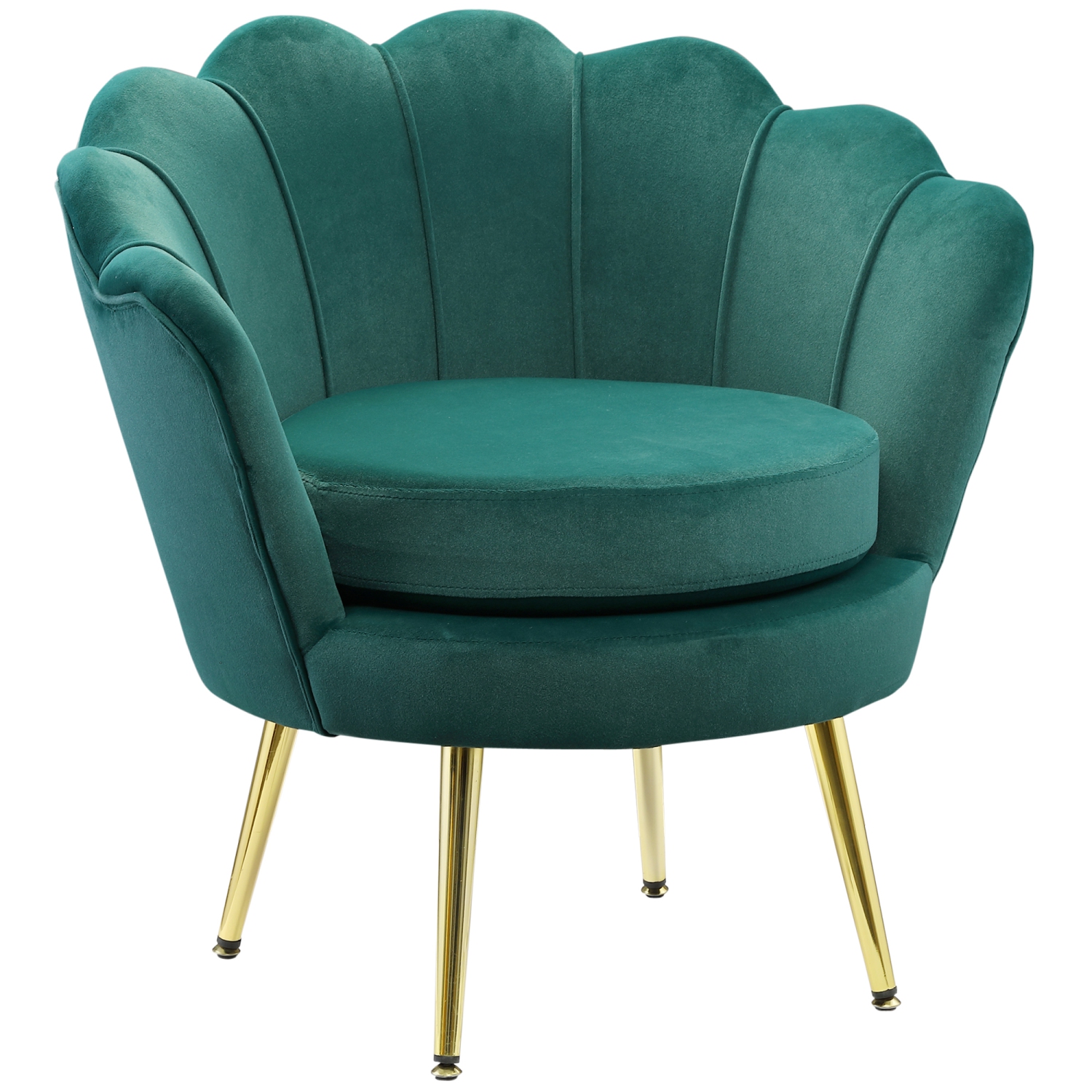 HOMCOM Modern Accent Chair, Velvet-Touch Fabric Leisure Club Chair with Gold Metal Legs for Bedroom, Dark Green