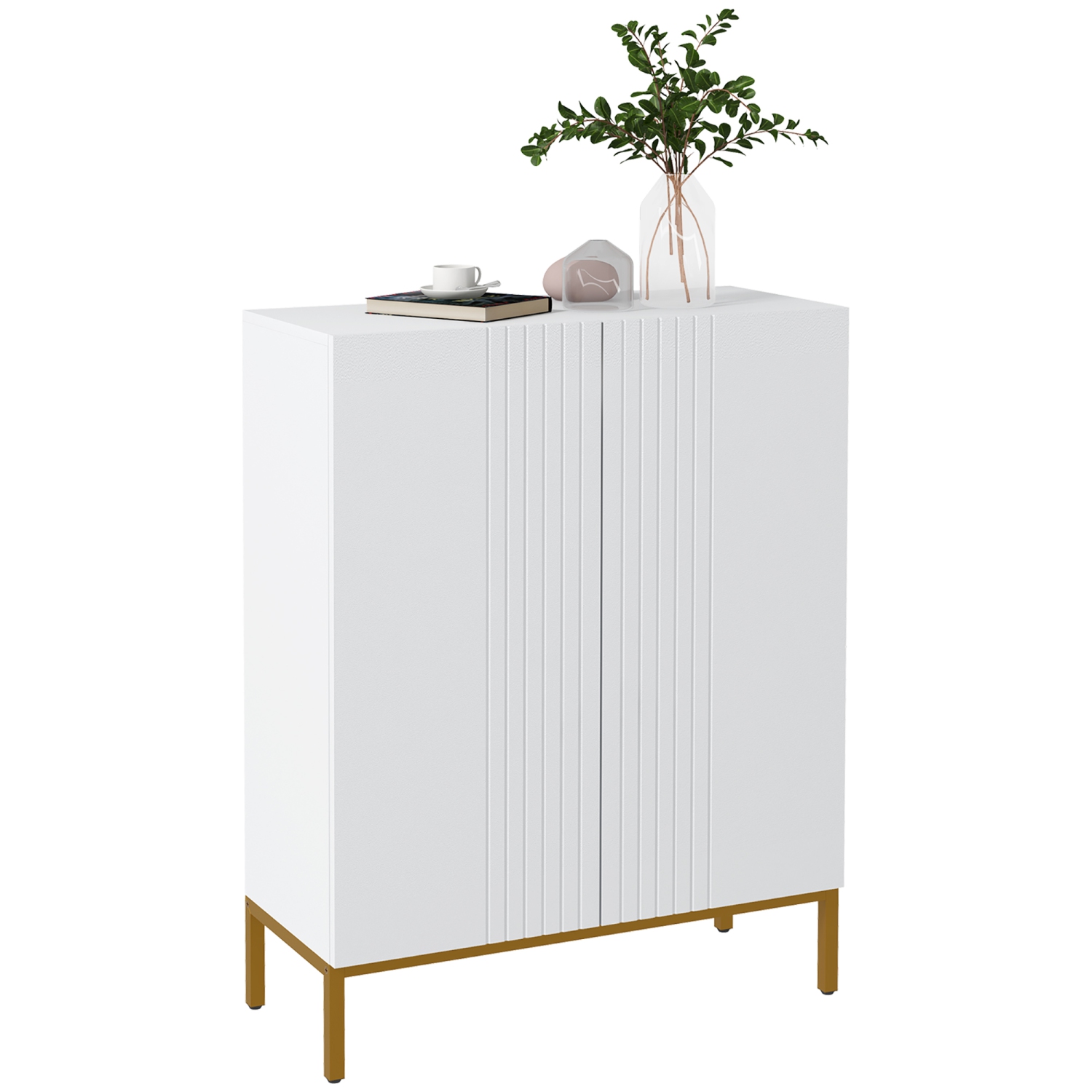 HOMCOM Modern Shoe Cabinet with Soft-Close Doors, 15-20 Pair Footwear Shoe Storage Cabinet with Adjustable Shelves and Metal Legs for Entryway,