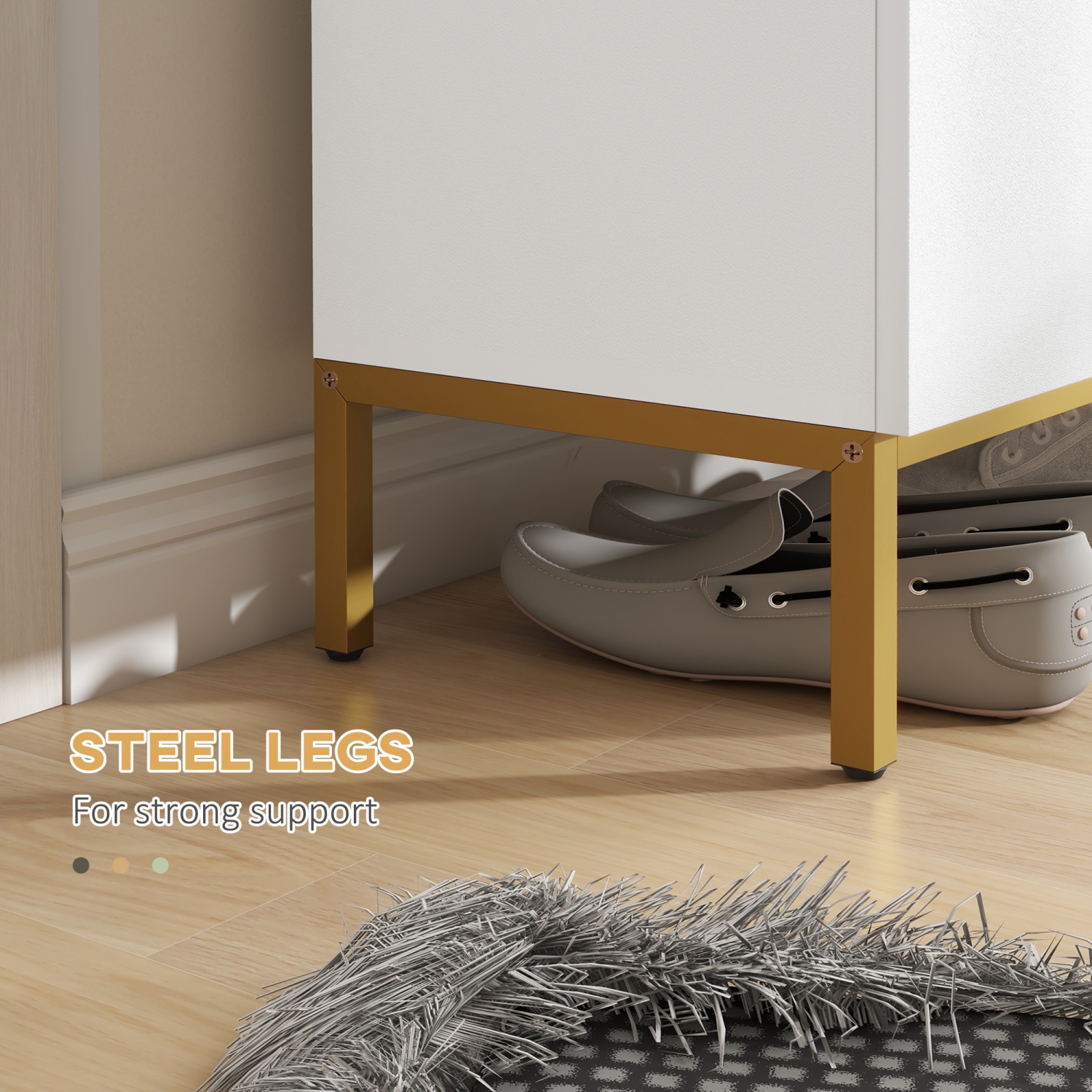 HOMCOM Modern Shoe Cabinet with Soft-Close Doors, 15-20 Pair Footwear Shoe Storage Cabinet with Adjustable Shelves and Metal Legs for Entryway,