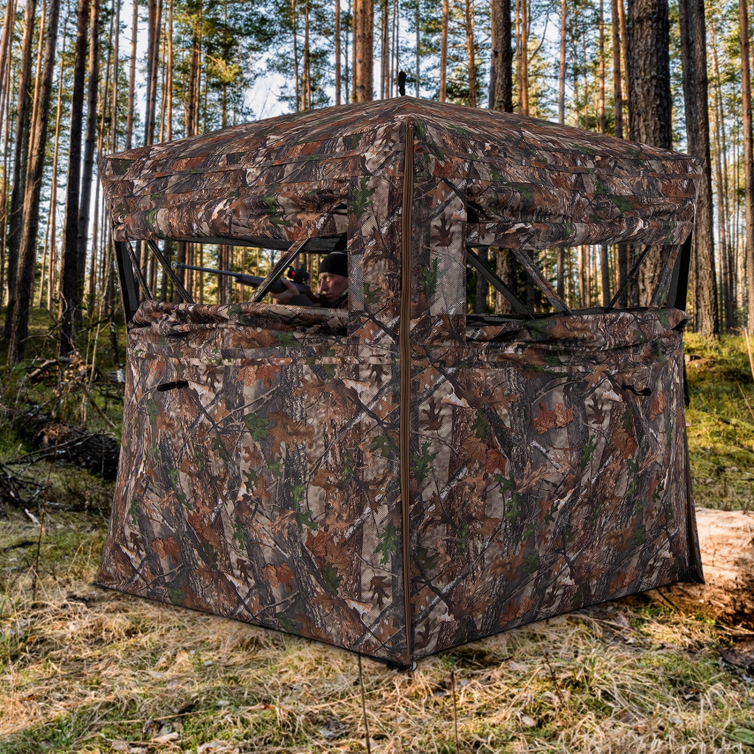 Costway 360 Degree One-Way See-Through Hunting Blind with Full-Open Door Carrying Bag