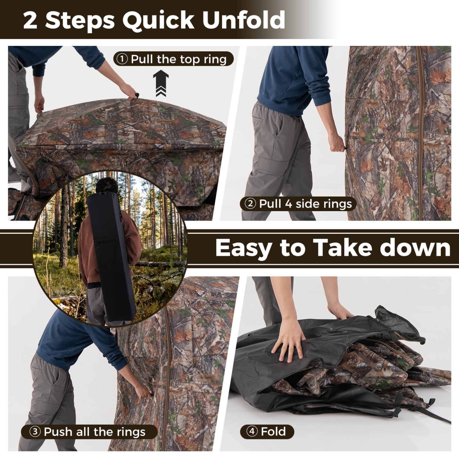Costway 360 Degree One-Way See-Through Hunting Blind with Full-Open Door Carrying Bag