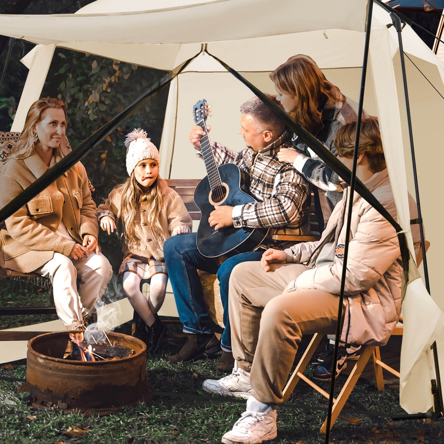 Costway Screen Dome Camping Tent for 6-8 People with 4-Side Mesh Walls Carrying Bag