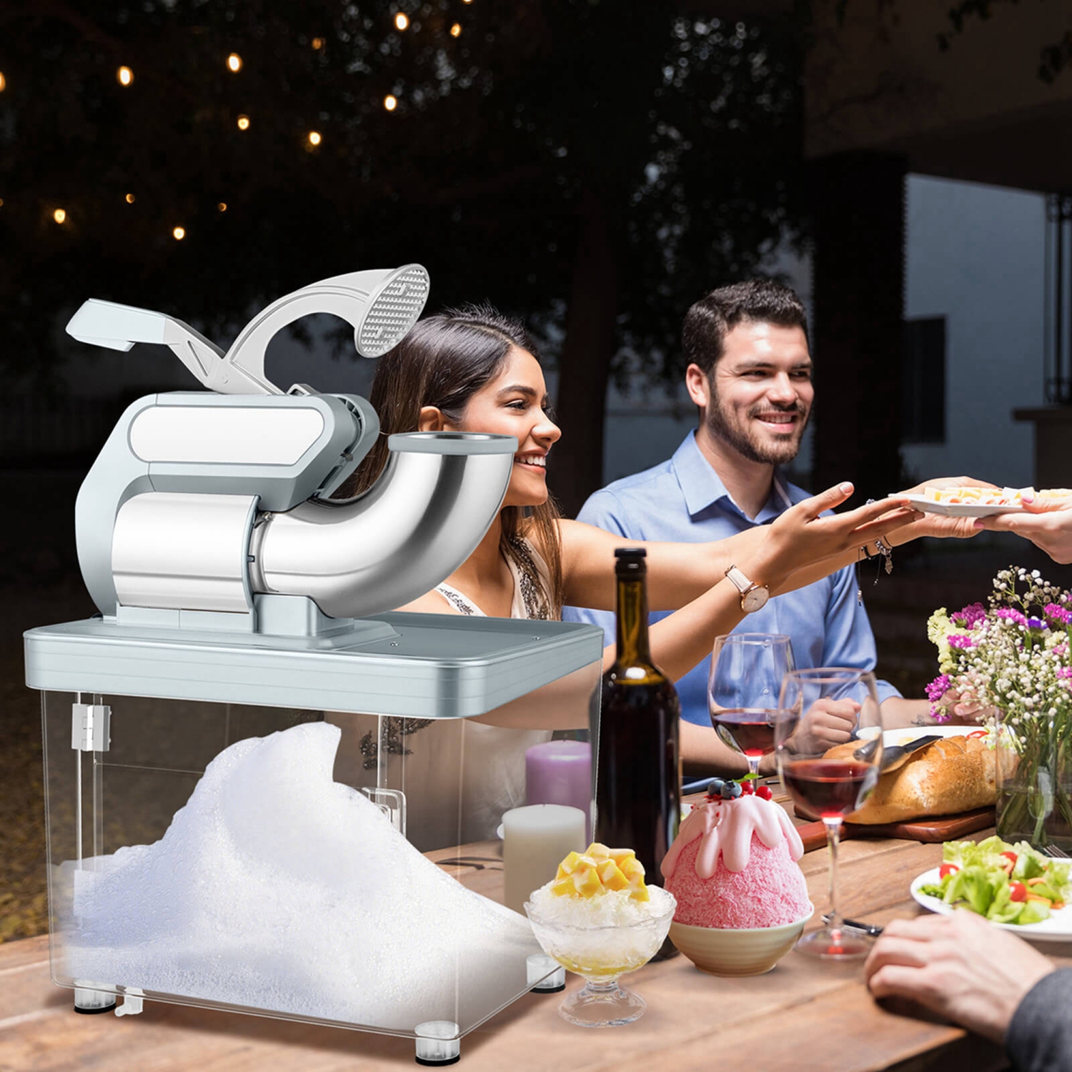 Costway 660LBS/H Commercial Ice Crusher with Dual Blades Safety On/Off Switch for Home