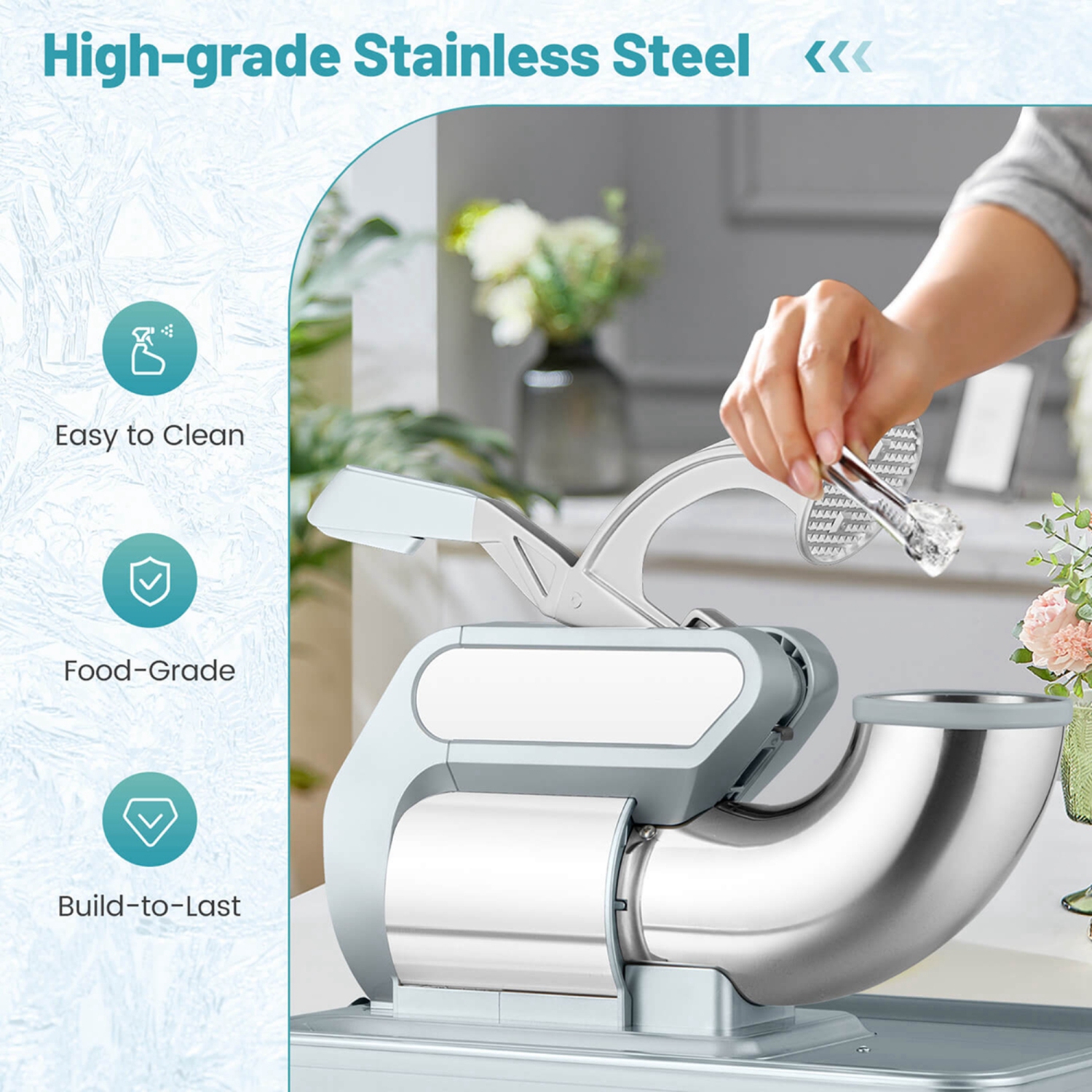 Costway 660LBS/H Commercial Ice Crusher with Dual Blades Safety On/Off Switch for Home