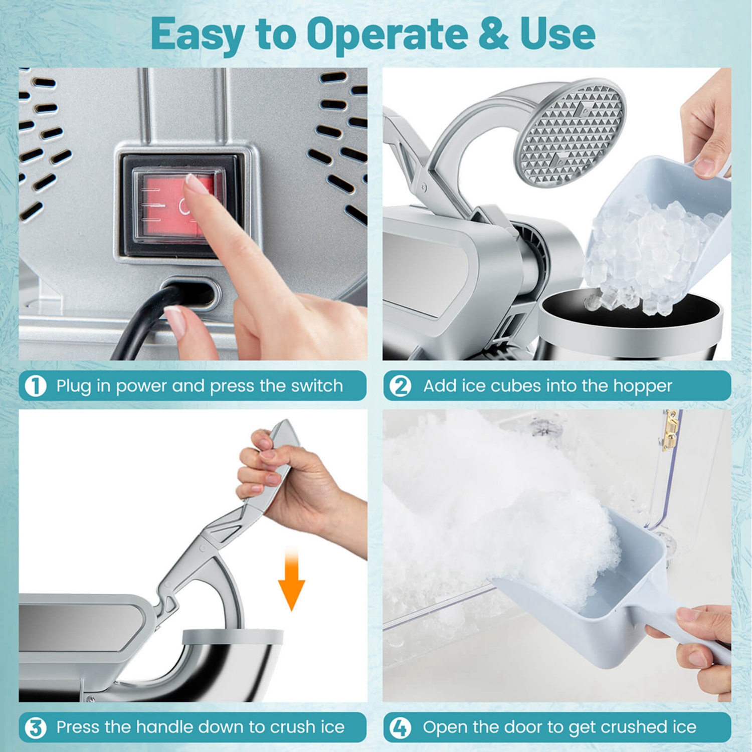 Costway 660LBS/H Commercial Ice Crusher with Dual Blades Safety On/Off Switch for Home