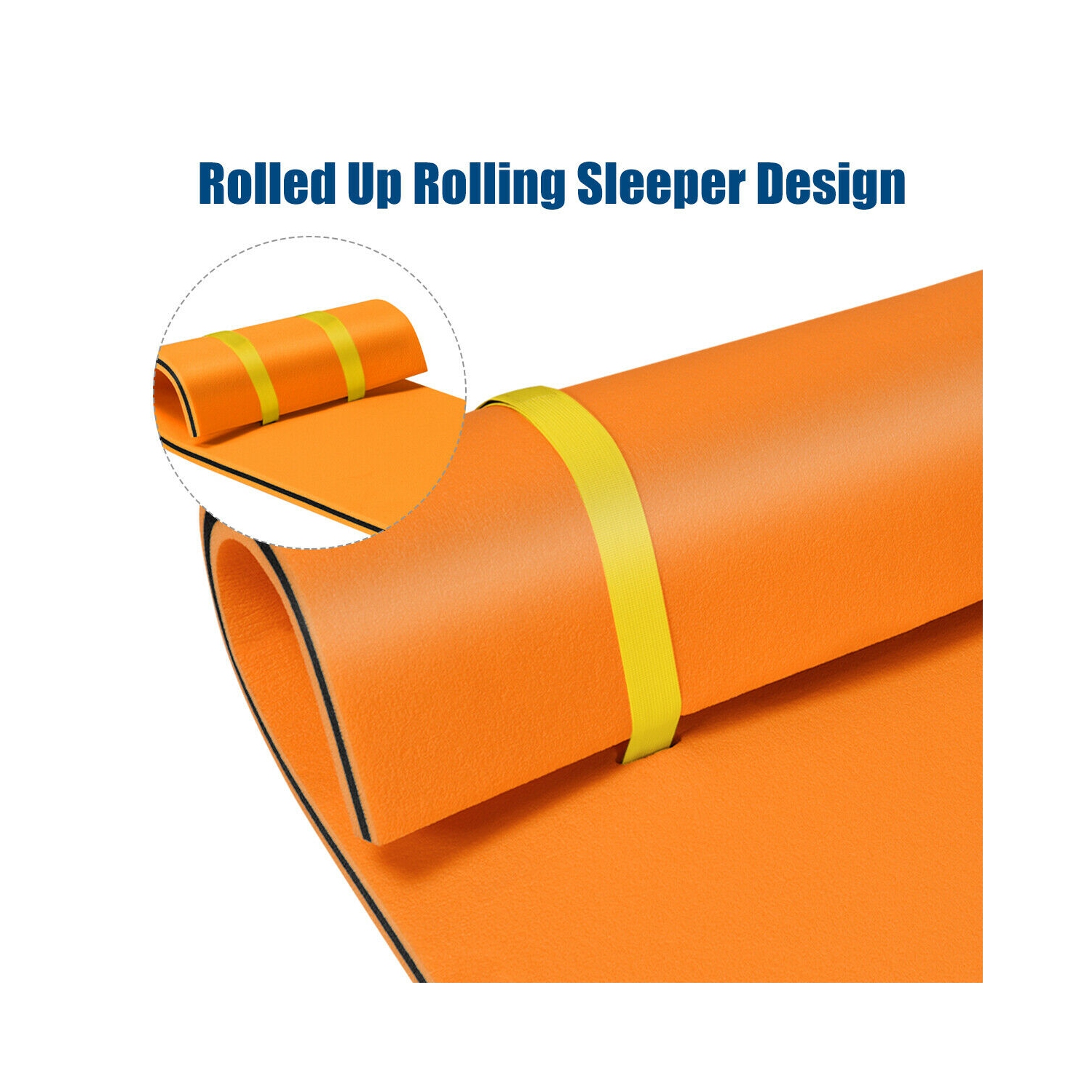 Gymax 83'' x 26'' 3-layer Floating Pad Mat Water Sports Recreation Relaxing Orange