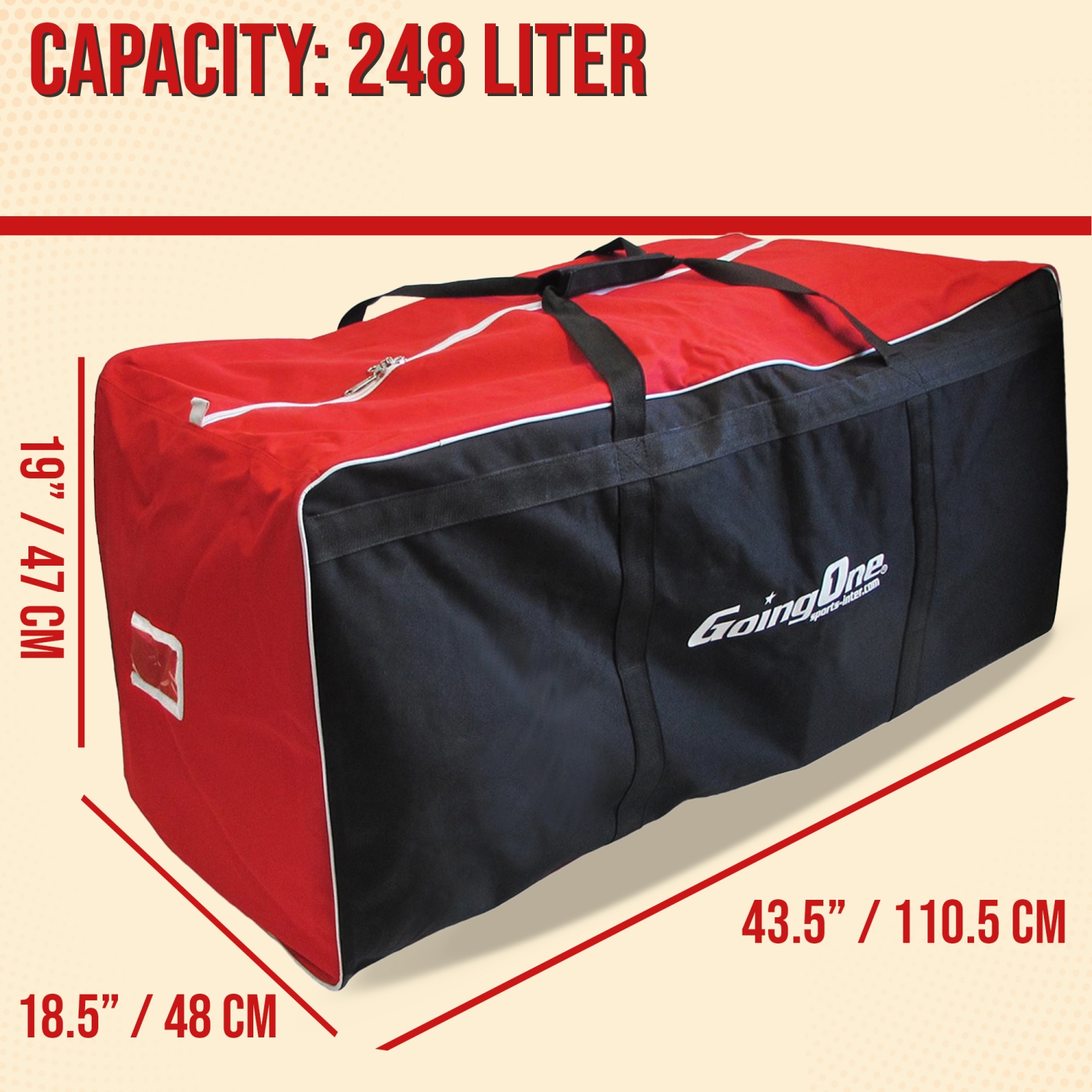 Going One Large Duffle Bag - Extra Large Sports Bag for Travel, Sporting Equipment, Hockey, Football, Lacrosse, Gym, Workout, Traveling; Big and