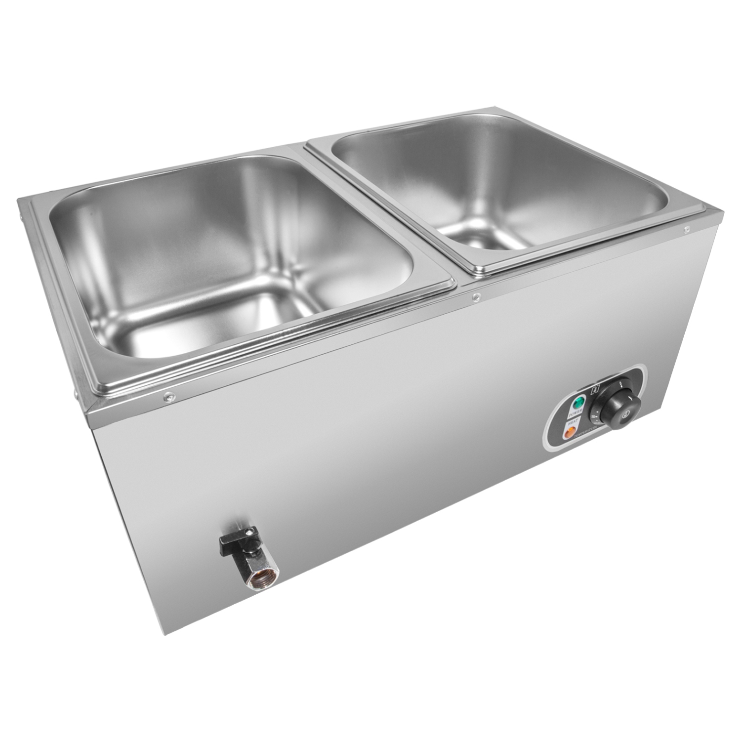 A-HB1V-2 Bain Marie Steam Warmer | Electric Buffet Food Warmer | 2 Tanks | 110V
