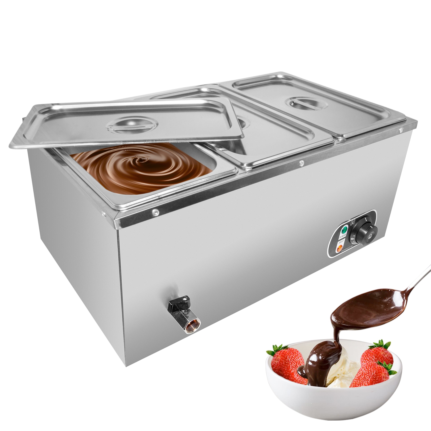 A-HLes 1&nbsp;V-3 Chauffe-vapeur Bain Marie | Chauffe-nourriture pour buffet électrique | 3 réservoirs | 110&nbsp;V
