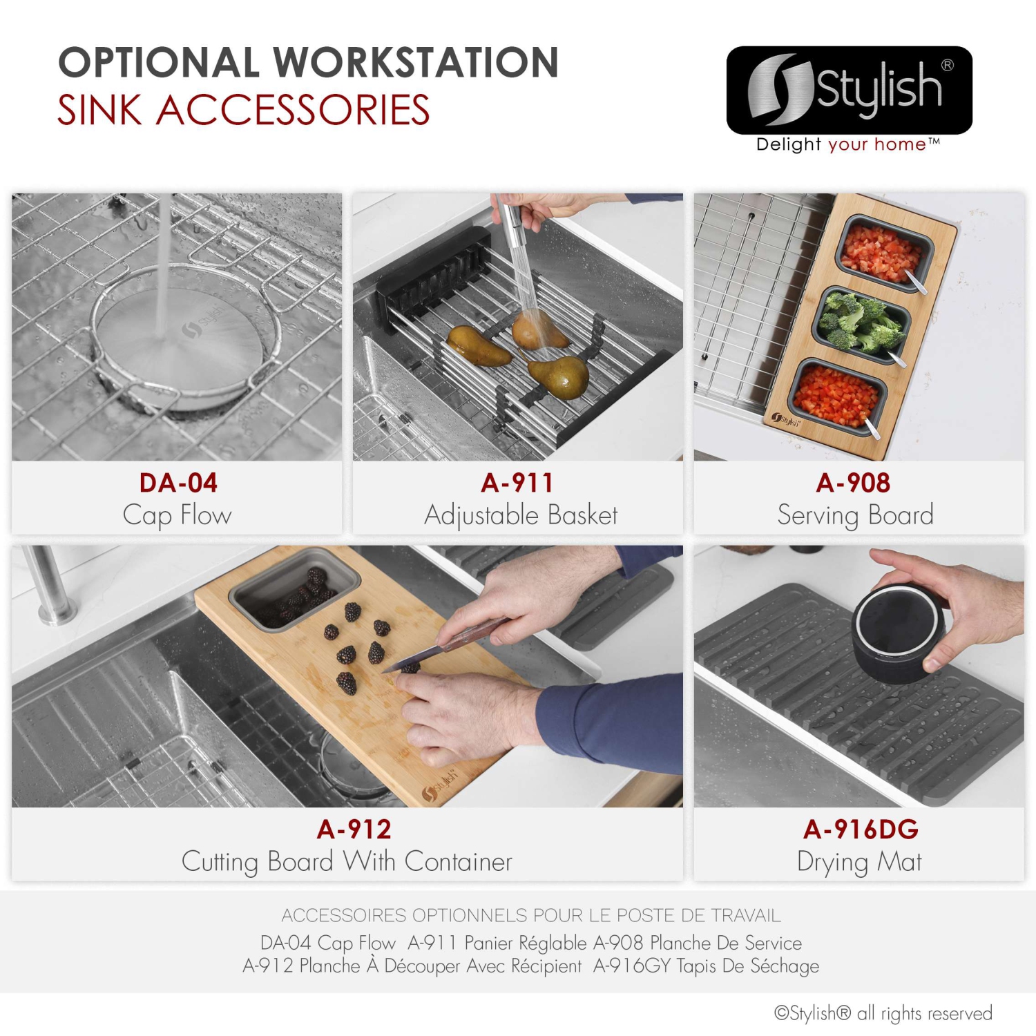 STYLISH Versa36 Undermount 36" Double-Bowl Workstation Kitchen Sink S-636W