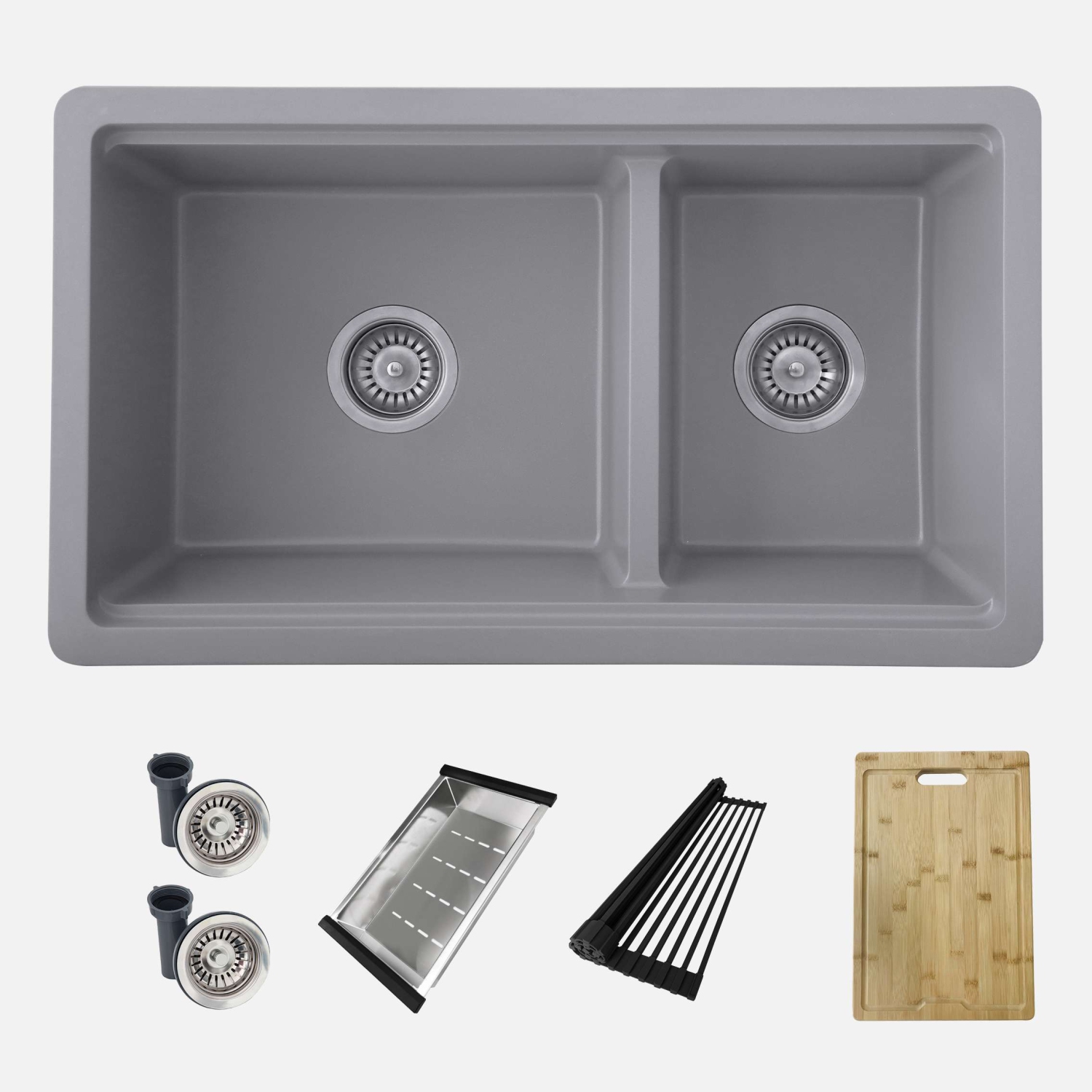 Stylish Waterton Composite Granite Dual mount 30” Double-Bowl Workstation kitchen Sink S-831WL
