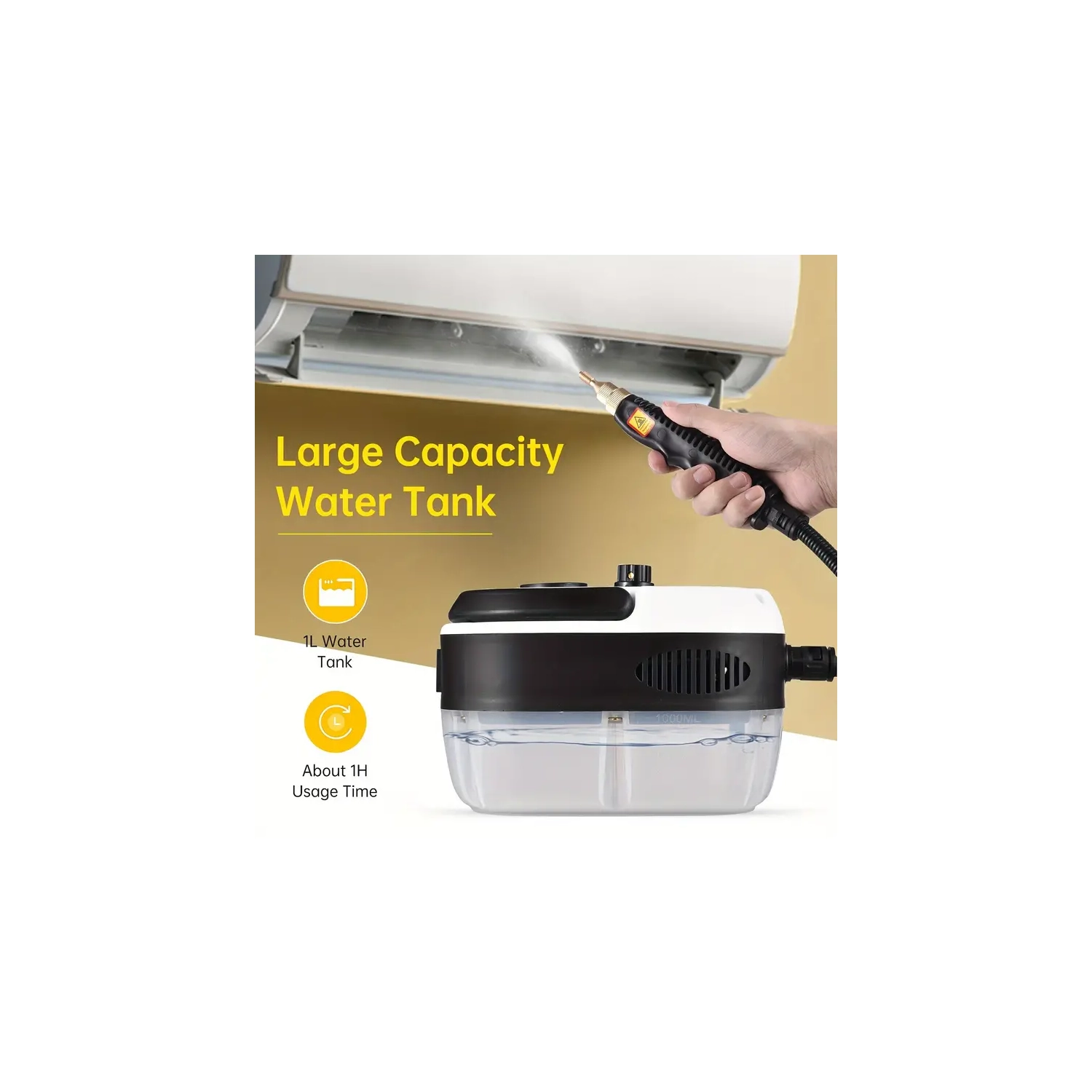 Portable Handheld Steam Cleaner - High Temperature Pressurized Cleaning Machine with Brush Heads for Kitchen, Furniture, Bathroom