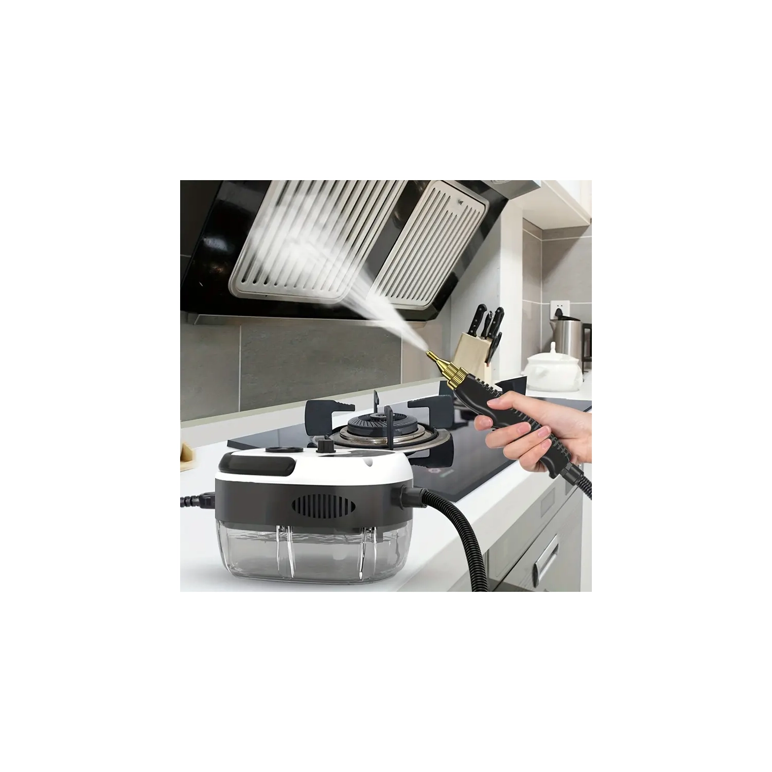 Portable Handheld Steam Cleaner - High Temperature Pressurized Cleaning Machine with Brush Heads for Kitchen, Furniture, Bathroom