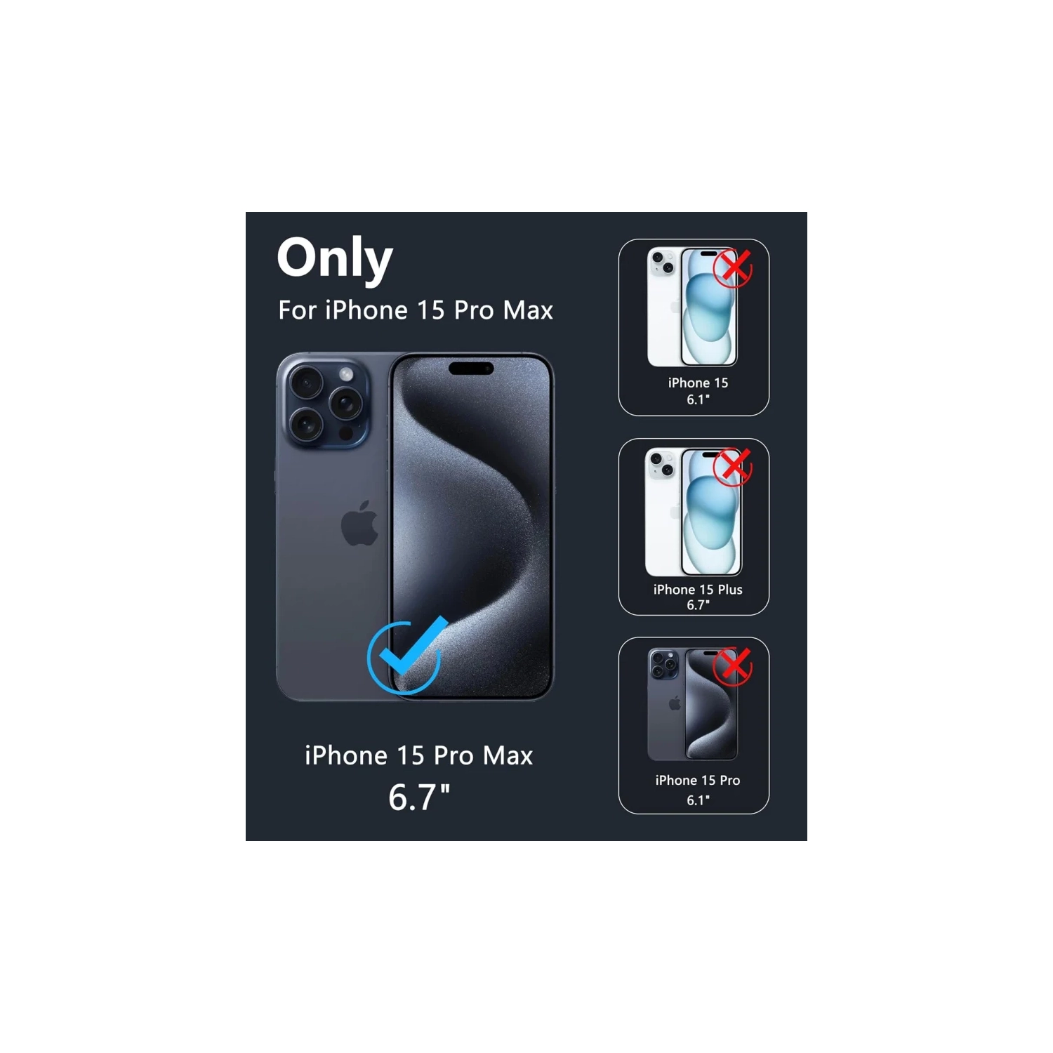 iPhone 15 Pro Max Case - Magnetic Charging Support, Anti-Yellowing, Shockproof with Tempered Screen Protector, Military Grade Drop Protection Rugged