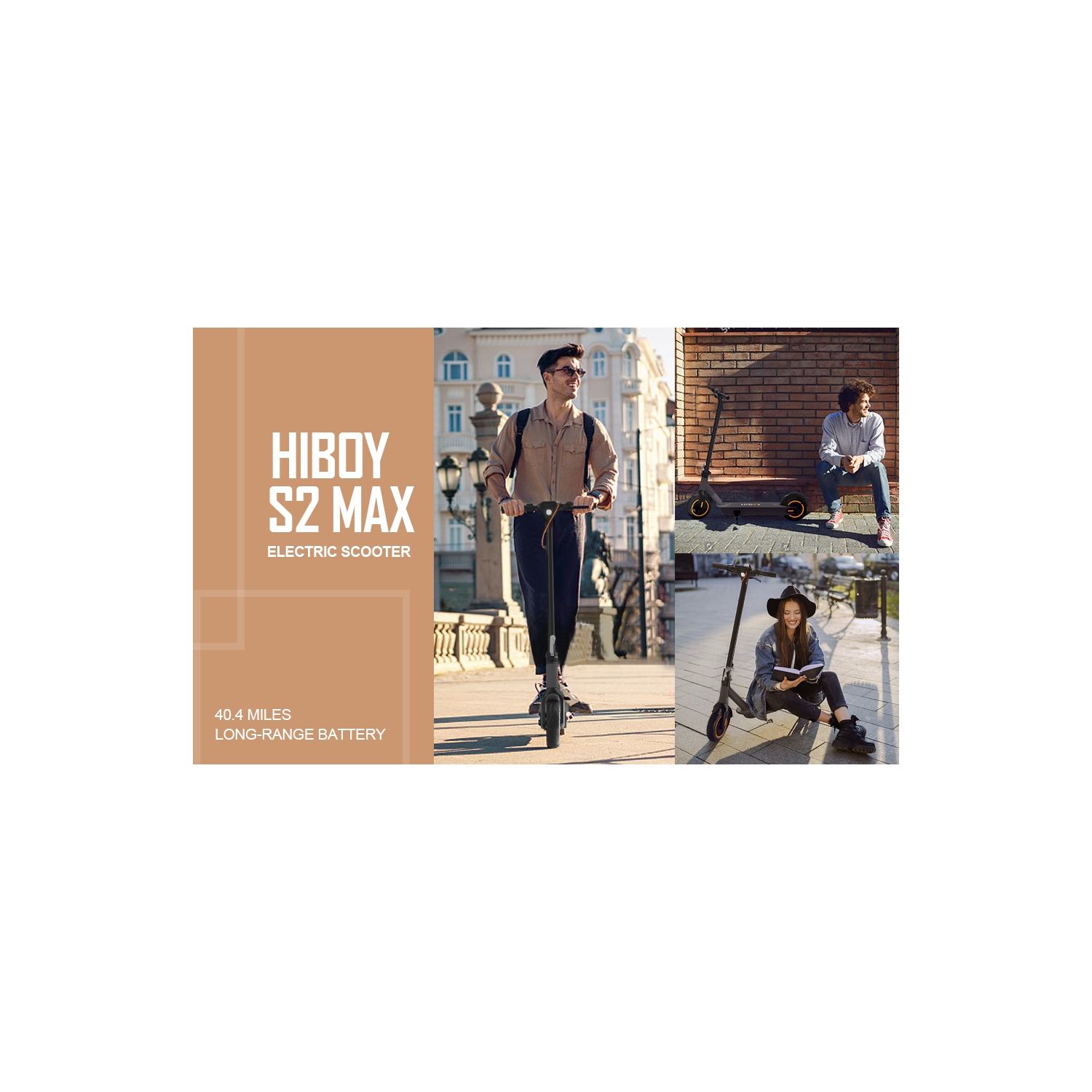 Hiboy S2 MAX Electric Scooter, 500W Motor/ 65km Range/ 31km/h / 10" Pneumatic Tires/ Dual Braking System, Portable and Foldable Commuter E-scooter