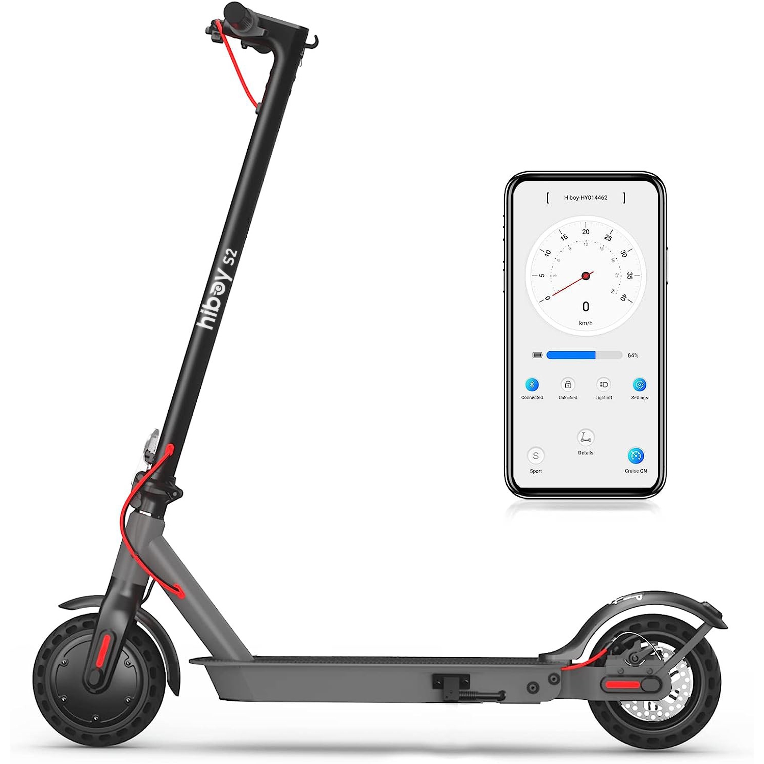 Hiboy S2 Electric Scooter, 350W Powerful Motor/ 8.5" Solid Tires/27km Range/ 31km/h / Grey Color, Folding Commuter Kick Scooter for Adults