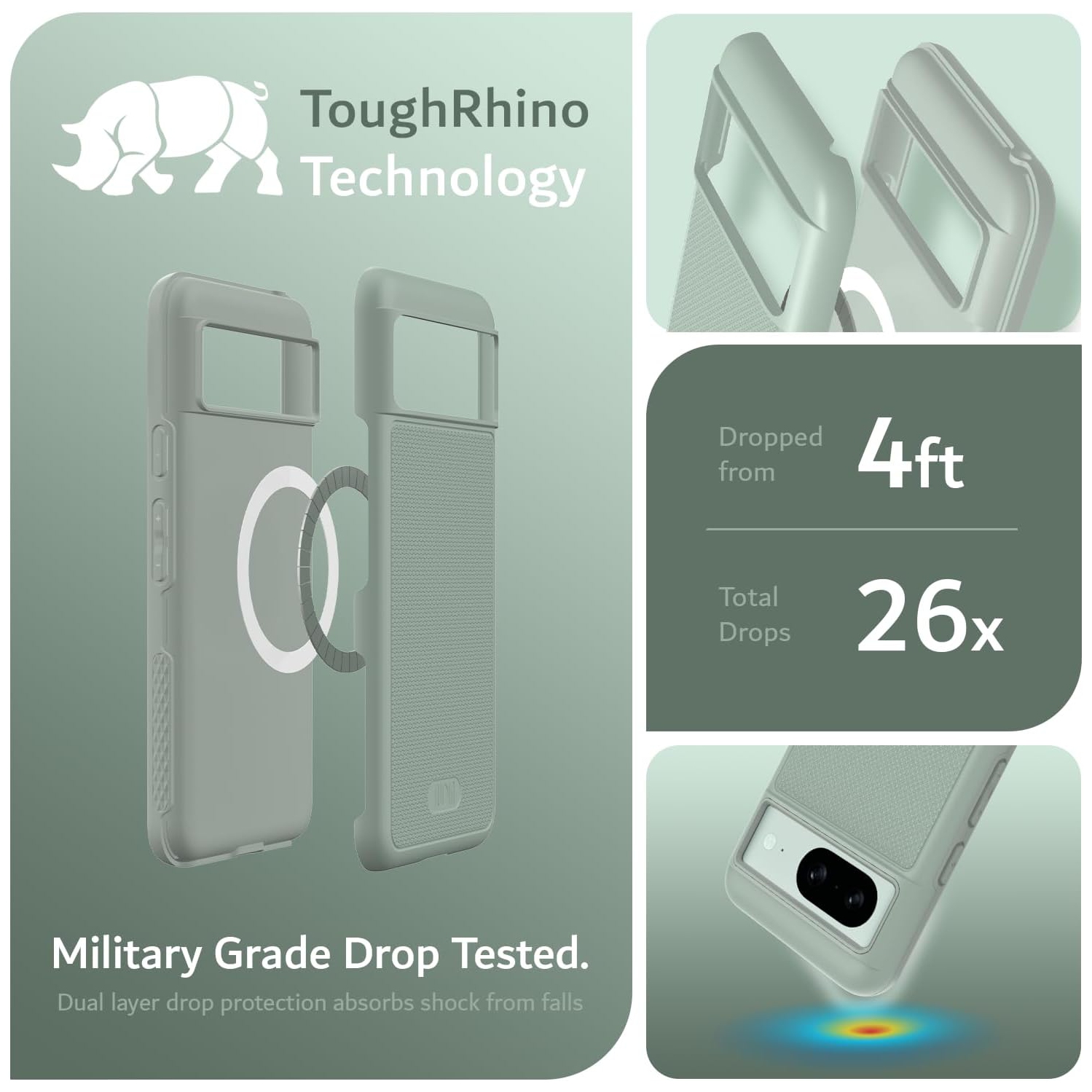 Étui MergeGrip de TUDIA compatible avec MagSafe pour Pixel 8 de Google - Lys verts