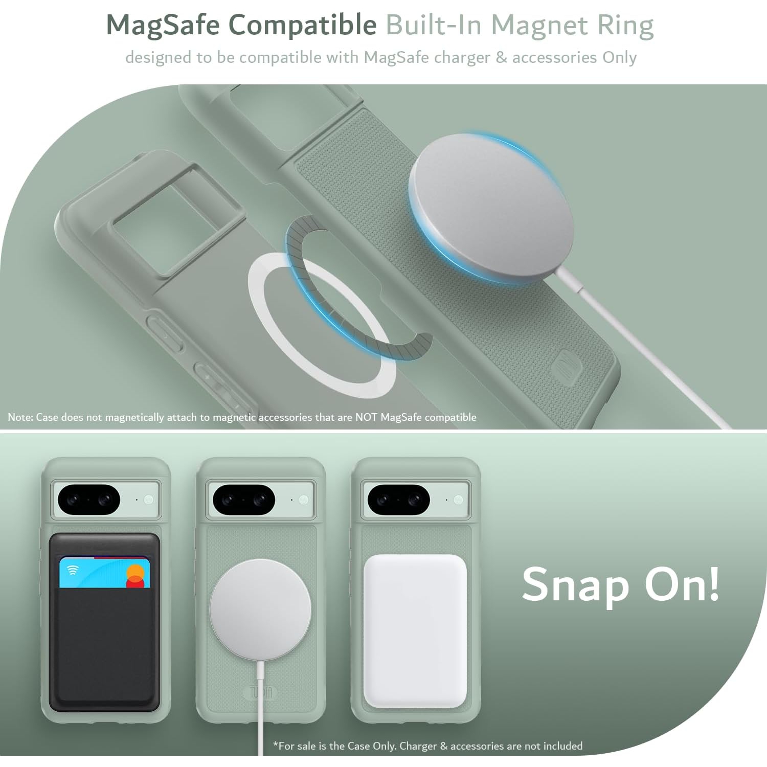 Étui MergeGrip de TUDIA compatible avec MagSafe pour Pixel 8 de Google - Lys verts