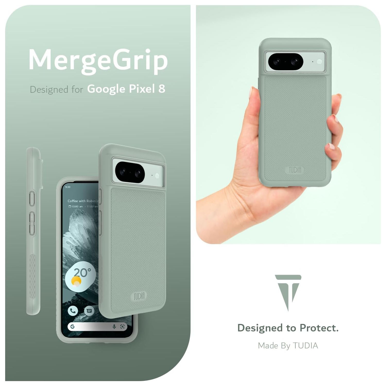 Étui MergeGrip de TUDIA compatible avec MagSafe pour Pixel 8 de Google - Lys verts