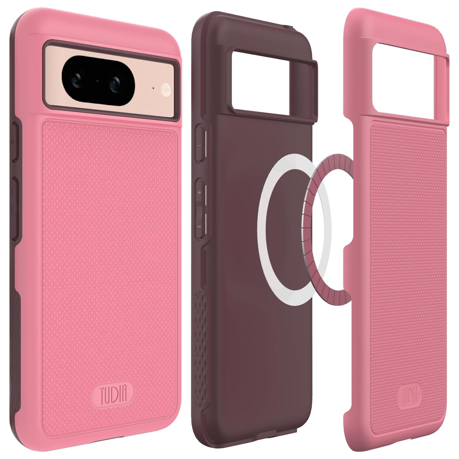Étui MergeGrip de TUDIA compatible avec MagSafe pour Pixel 8 de Google - Rose fumé