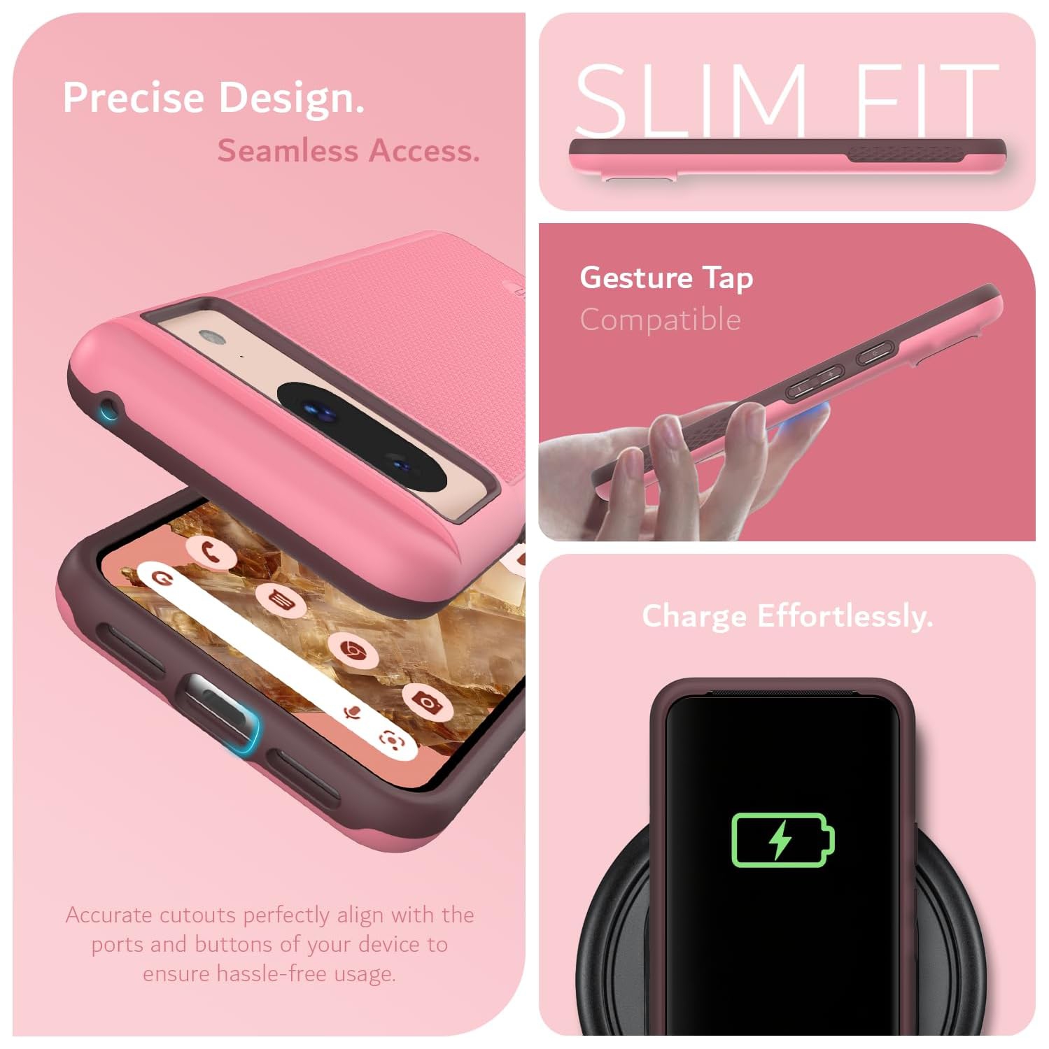 Étui MergeGrip de TUDIA compatible avec MagSafe pour Pixel 8 de Google - Rose fumé