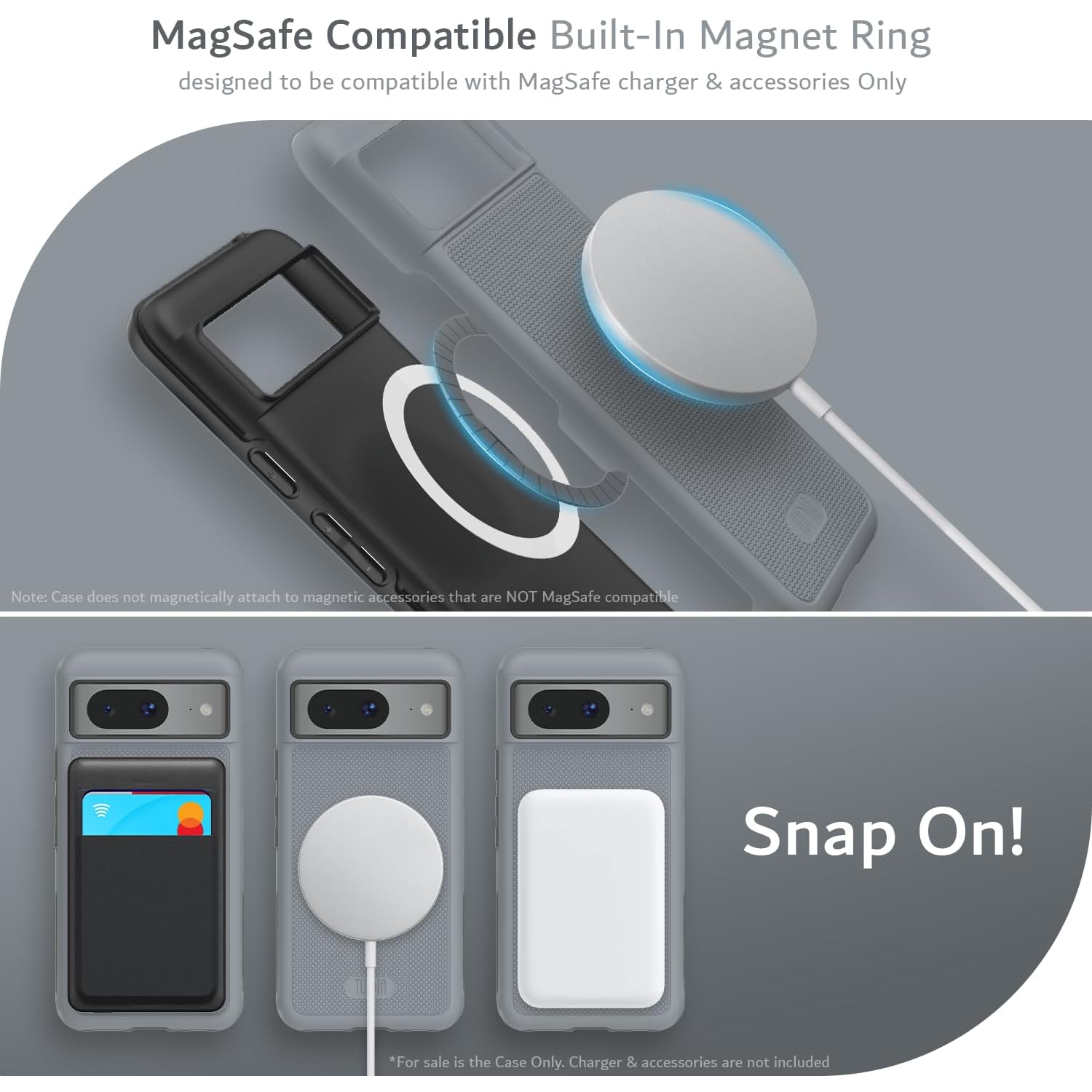 Étui MergeGrip de TUDIA compatible avec MagSafe pour Pixel 8 de Google - Gris lichen