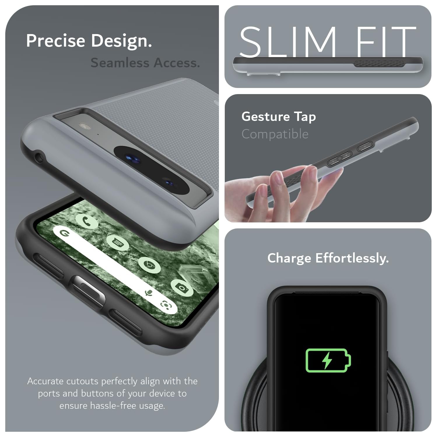 Étui MergeGrip de TUDIA compatible avec MagSafe pour Pixel 8 de Google - Gris lichen