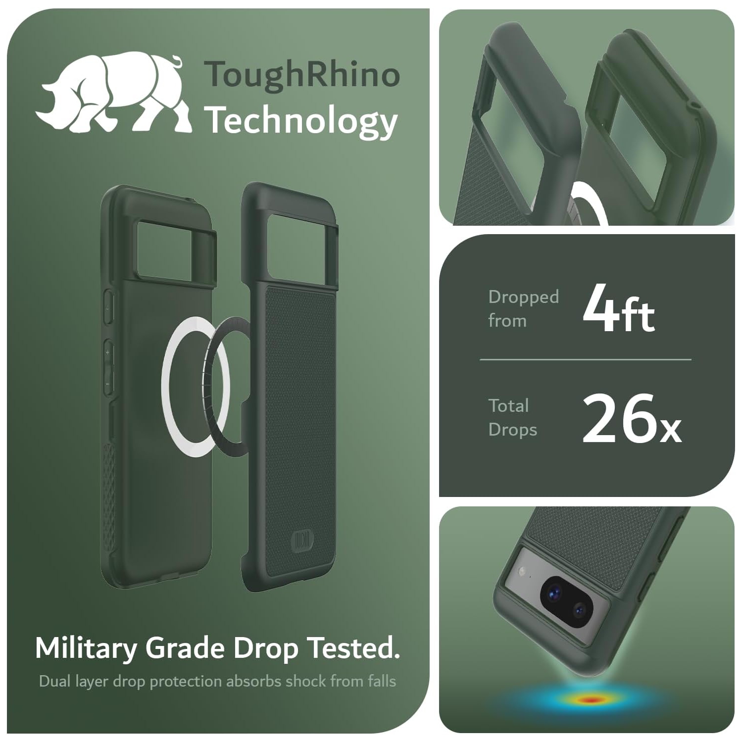 TUDIA MergeGrip Google Pixel 8 Case MagSafe Compatible - Pine Green