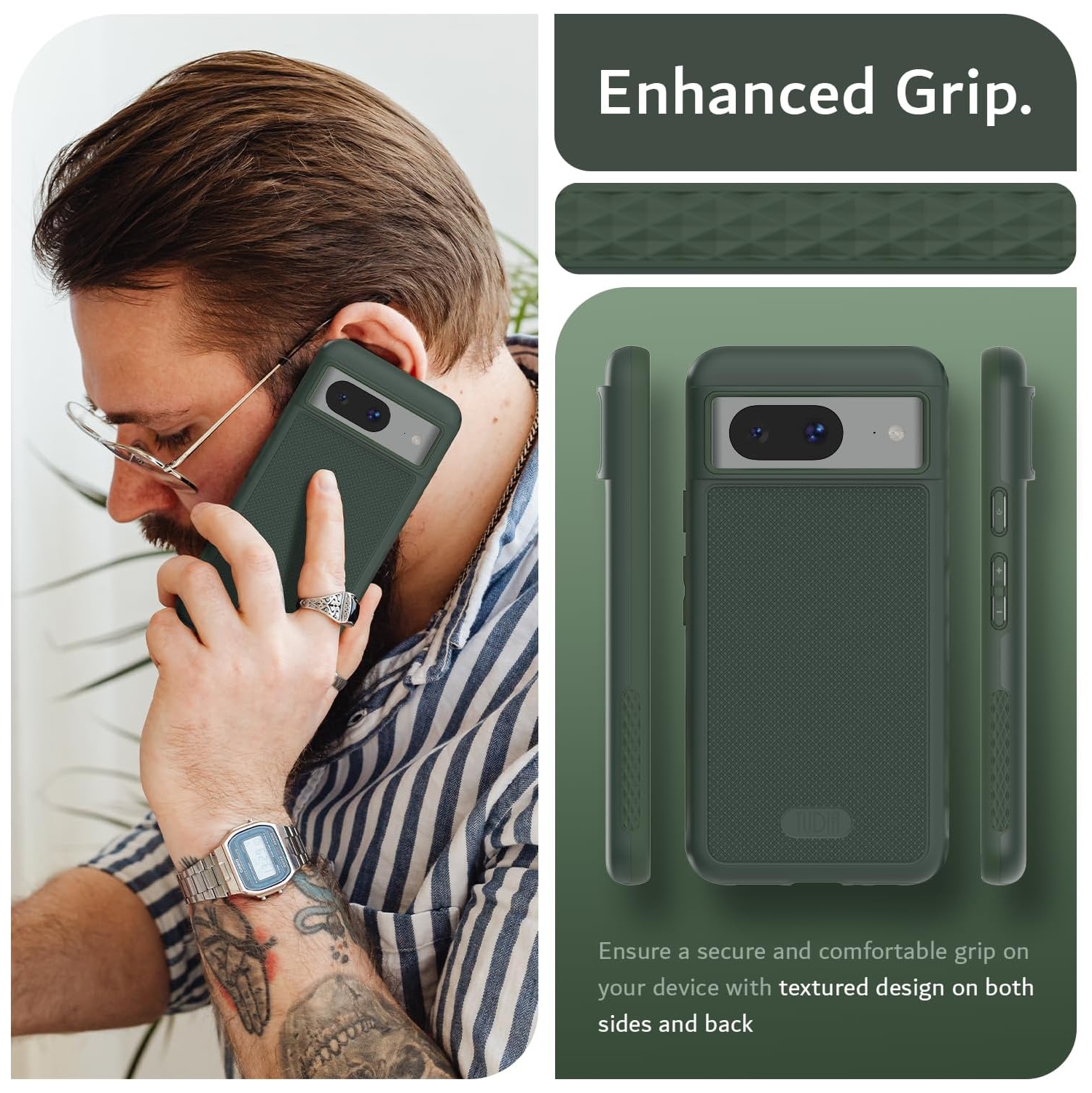 TUDIA MergeGrip Google Pixel 8 Case MagSafe Compatible - Pine Green