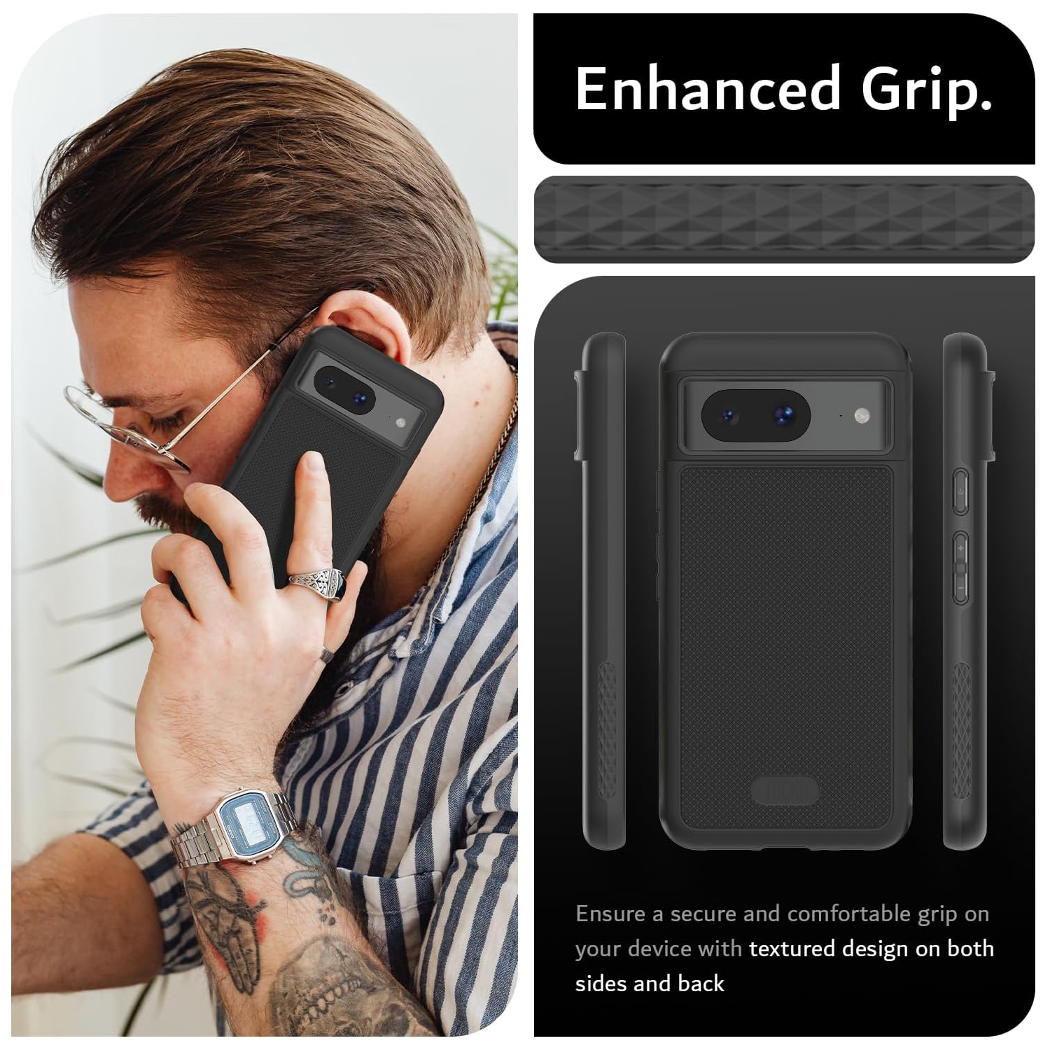 Étui MergeGrip de TUDIA compatible avec MagSafe pour Pixel 8 de Google - Noir mat