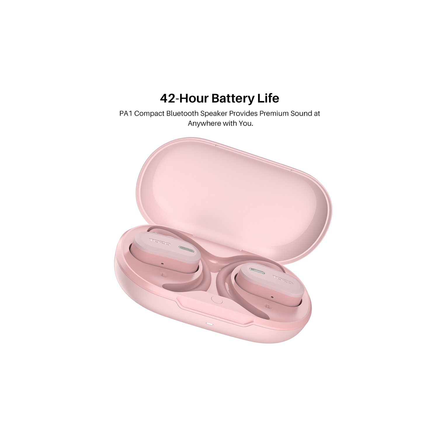 Écouteurs boutons sans fil autonomes OpenBuds de TOZO avec ajustement multi-angle Bluetooth 5,3 et conception à deux axes pour des appels