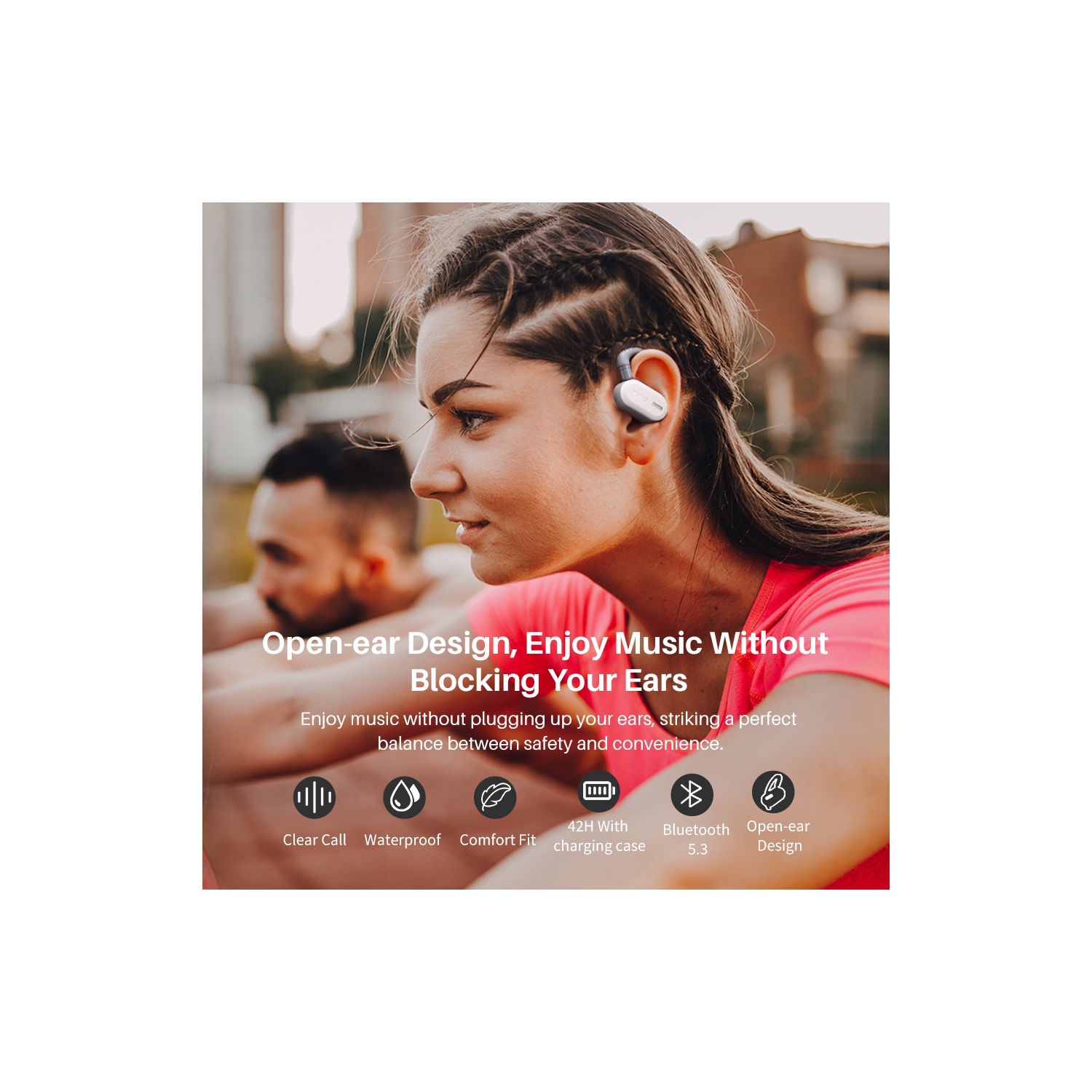 TOZO OpenBuds True Open Ear Wireless Earbuds with Multi-Angle Adjustment Bluetooth 5.3 Headphones with Dual-Axis Design for Long-Lasting Comfort