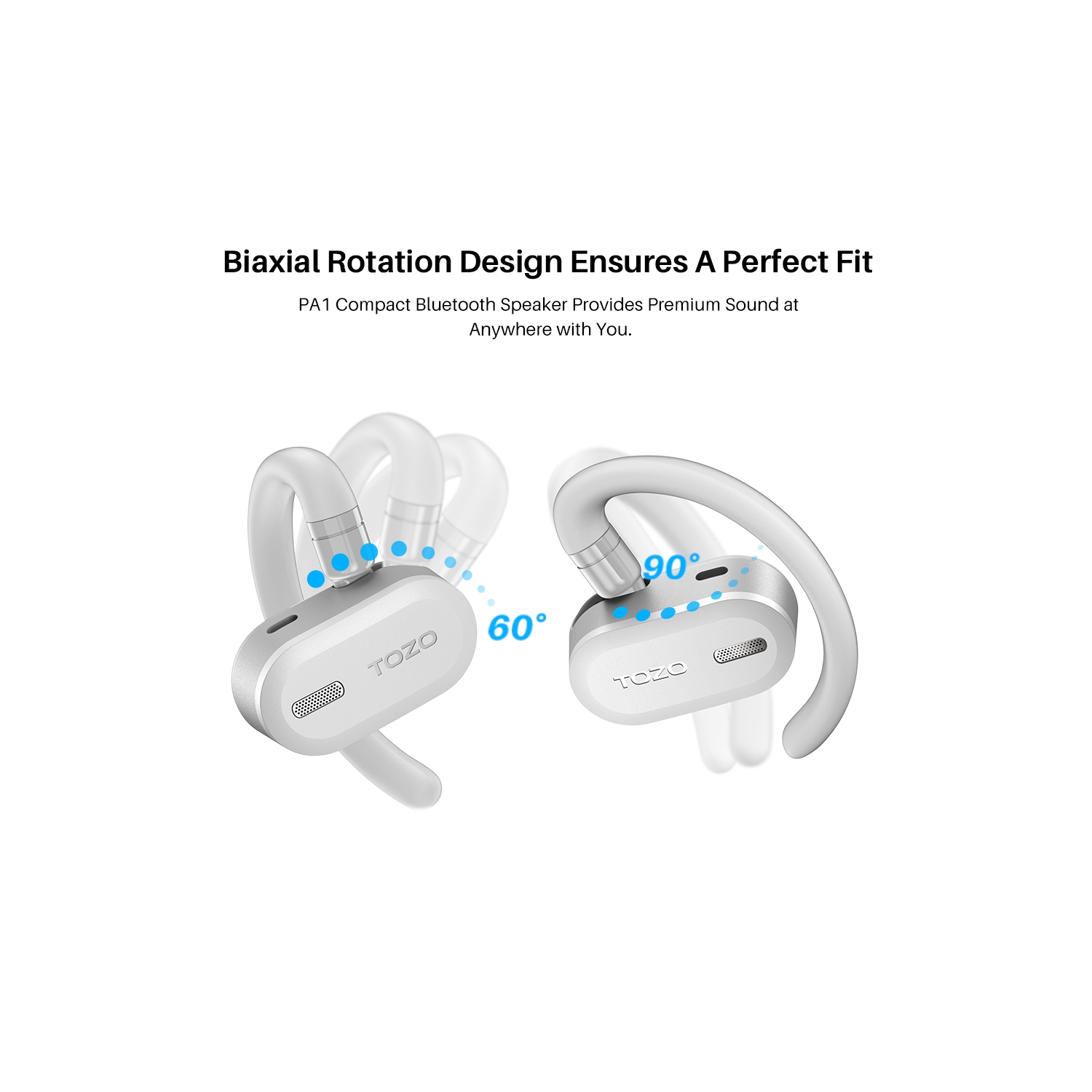 TOZO OpenBuds True Open Ear Wireless Earbuds with Multi-Angle Adjustment Bluetooth 5.3 Headphones with Dual-Axis Design for Long-Lasting Comfort