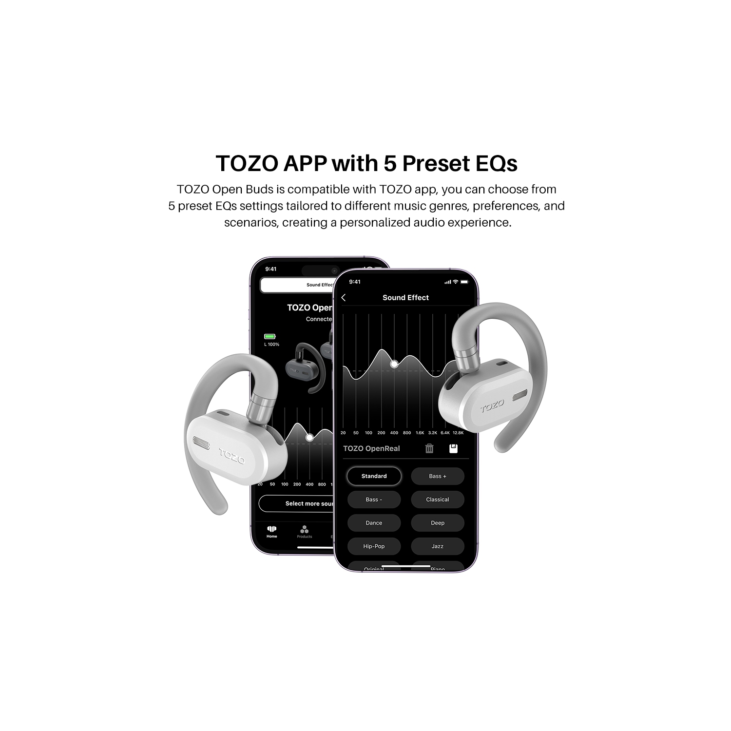 TOZO OpenBuds True Open Ear Wireless Earbuds with Multi-Angle Adjustment Bluetooth 5.3 Headphones with Dual-Axis Design for Long-Lasting Comfort