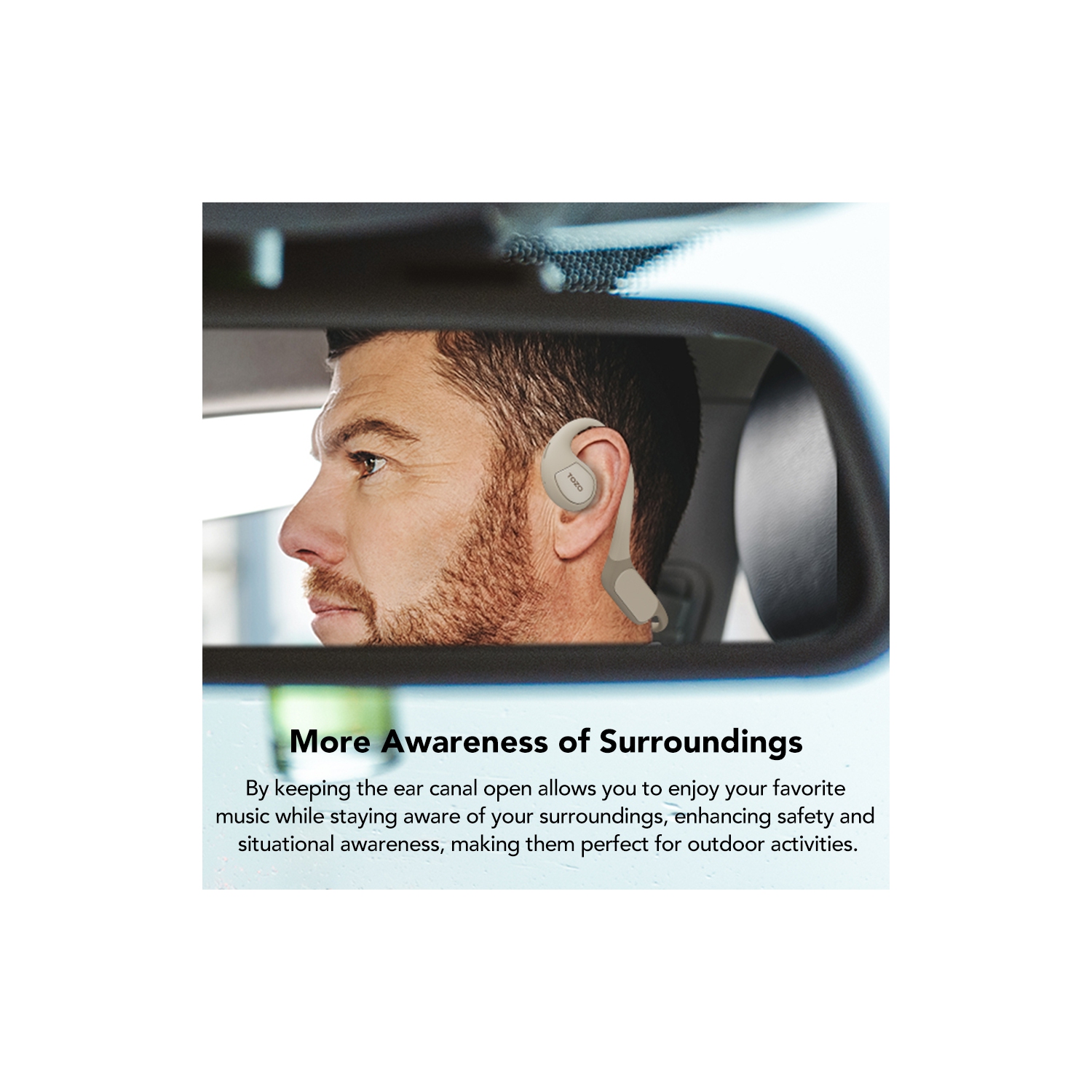 Écouteurs ouverts sans fil Bluetooth 5,3 à conduction d'air OpenReal de TOZO, écouteurs bouton sport, son supérieur, réduction du bruit d'appel à