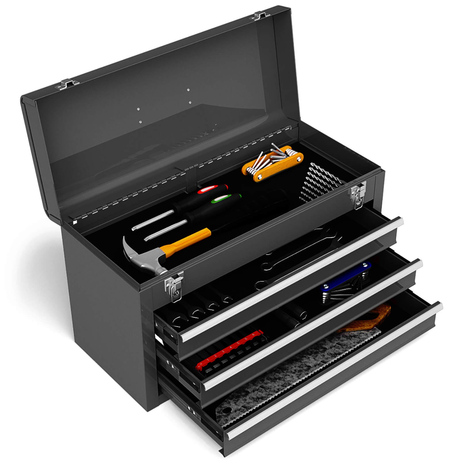 Coffre à outils portatif armoire de rangement garage Mechanic Organizer de Costway à 3 tiroirs