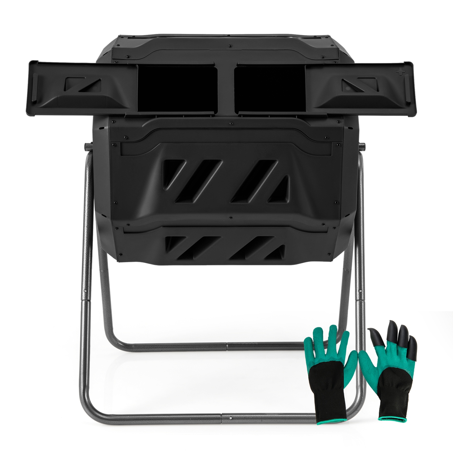 Costway – gobelet de chambre double de 42 gallons avec cadre en métal à 2 portes coulissantes