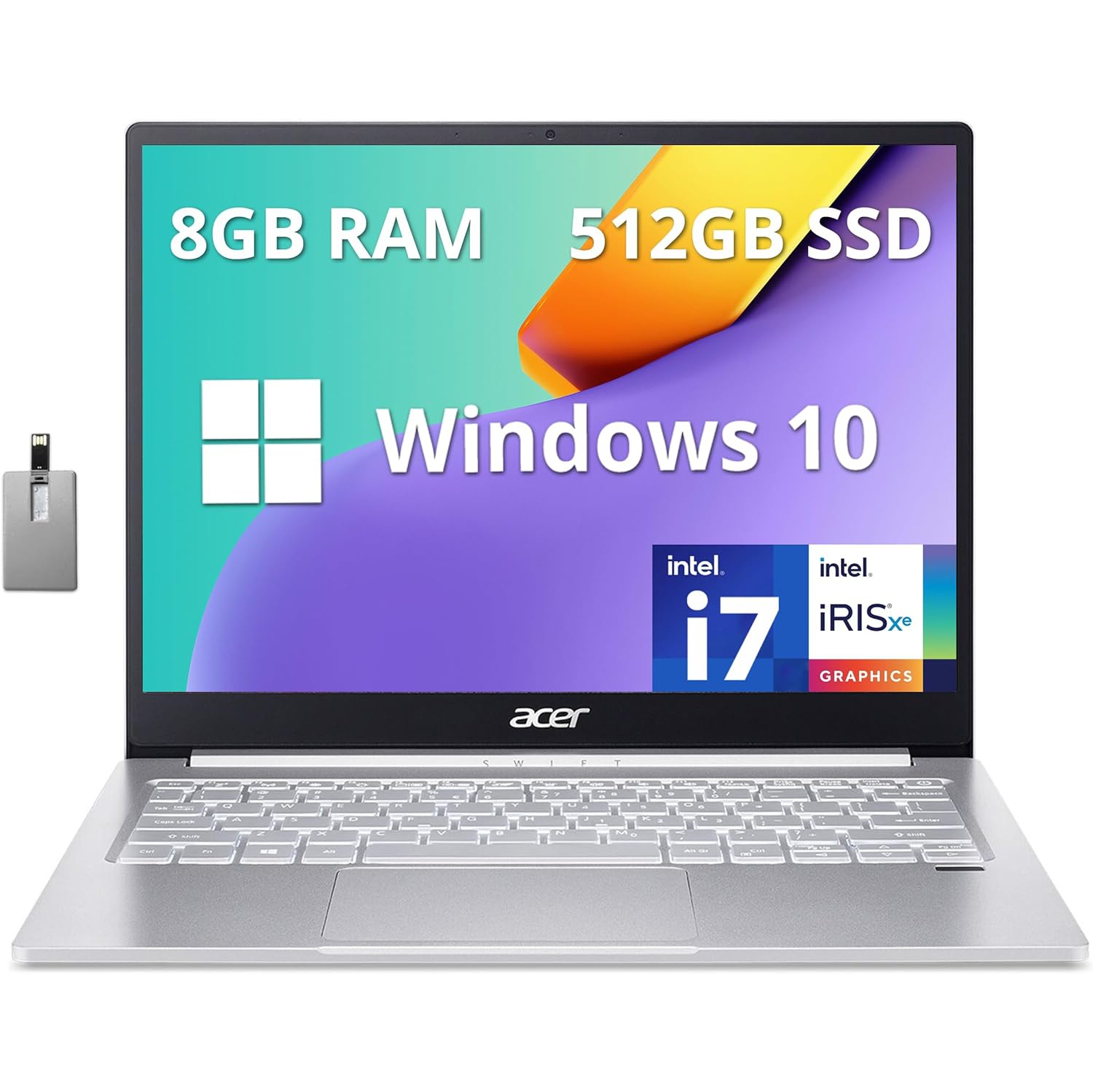 Acer Swift 3 13.5" QHD Business Laptop, Intel Core i7-1165G7, 512GB PCIe SSD, 8GB RAM, Backlit Keyboard, Fingerprint Reader, Webcam, Windows 10 Home