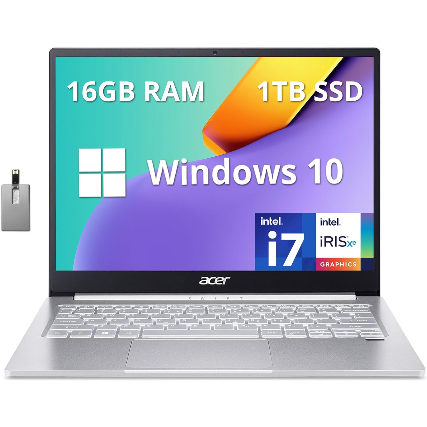 Acer Swift 3 13.5" QHD Business Laptop, Intel Core i7-1165G7, 1TB PCIe SSD, 16GB RAM, Backlit Keyboard, Fingerprint Reader, Webcam, Windows 10 Home